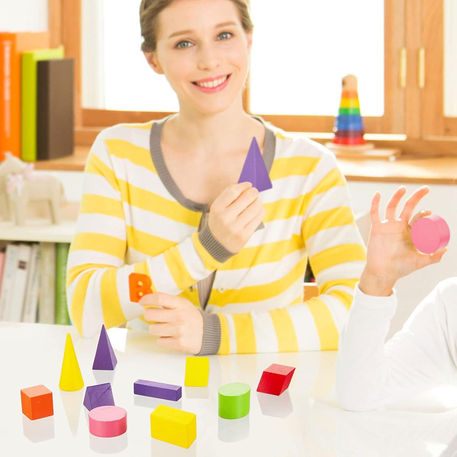 Bloques Geométricos de Madera Deekin 18 Pcs para Aprendizaje