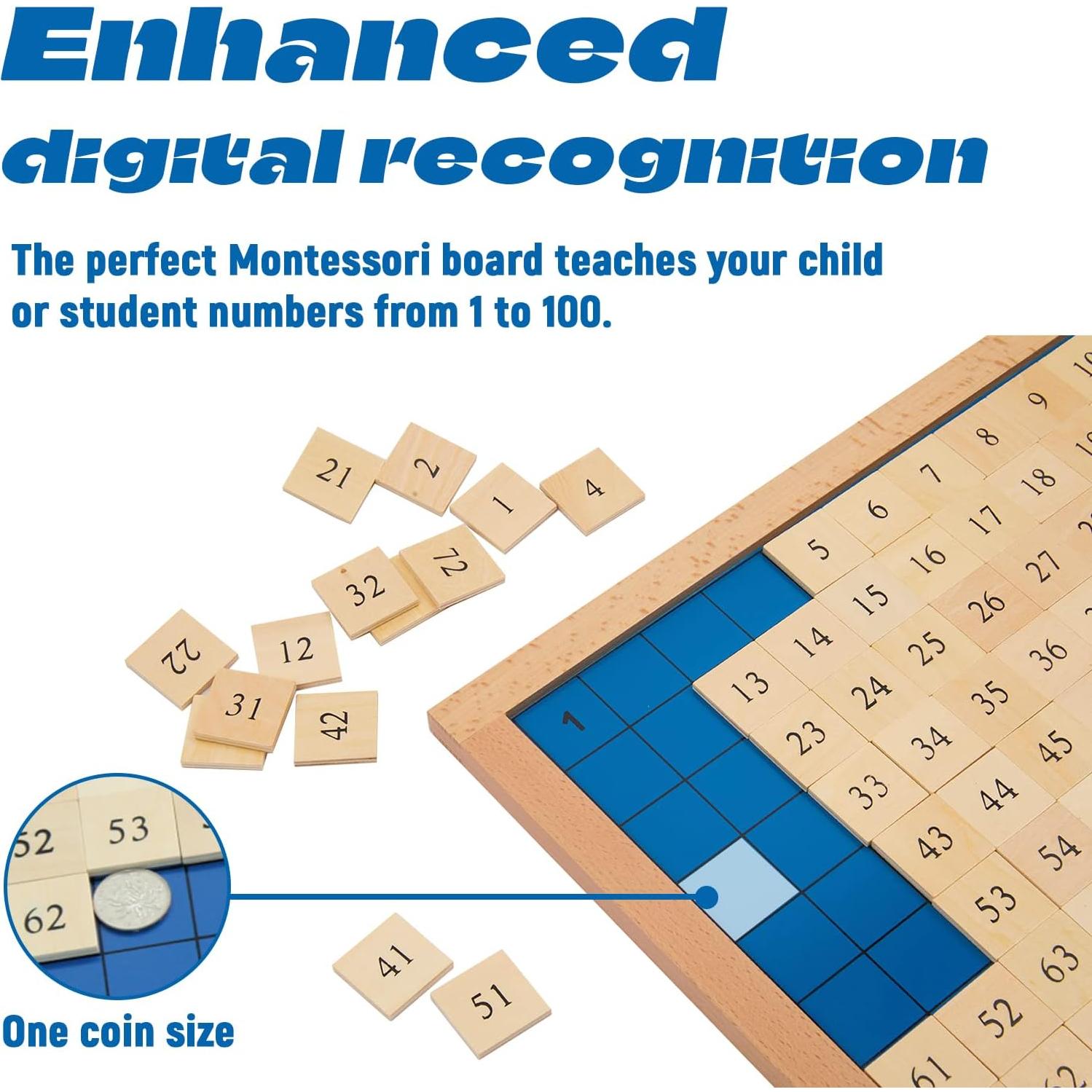 Tablero de Números Montessori 100 - Juguete Educativo 34.8 cm
