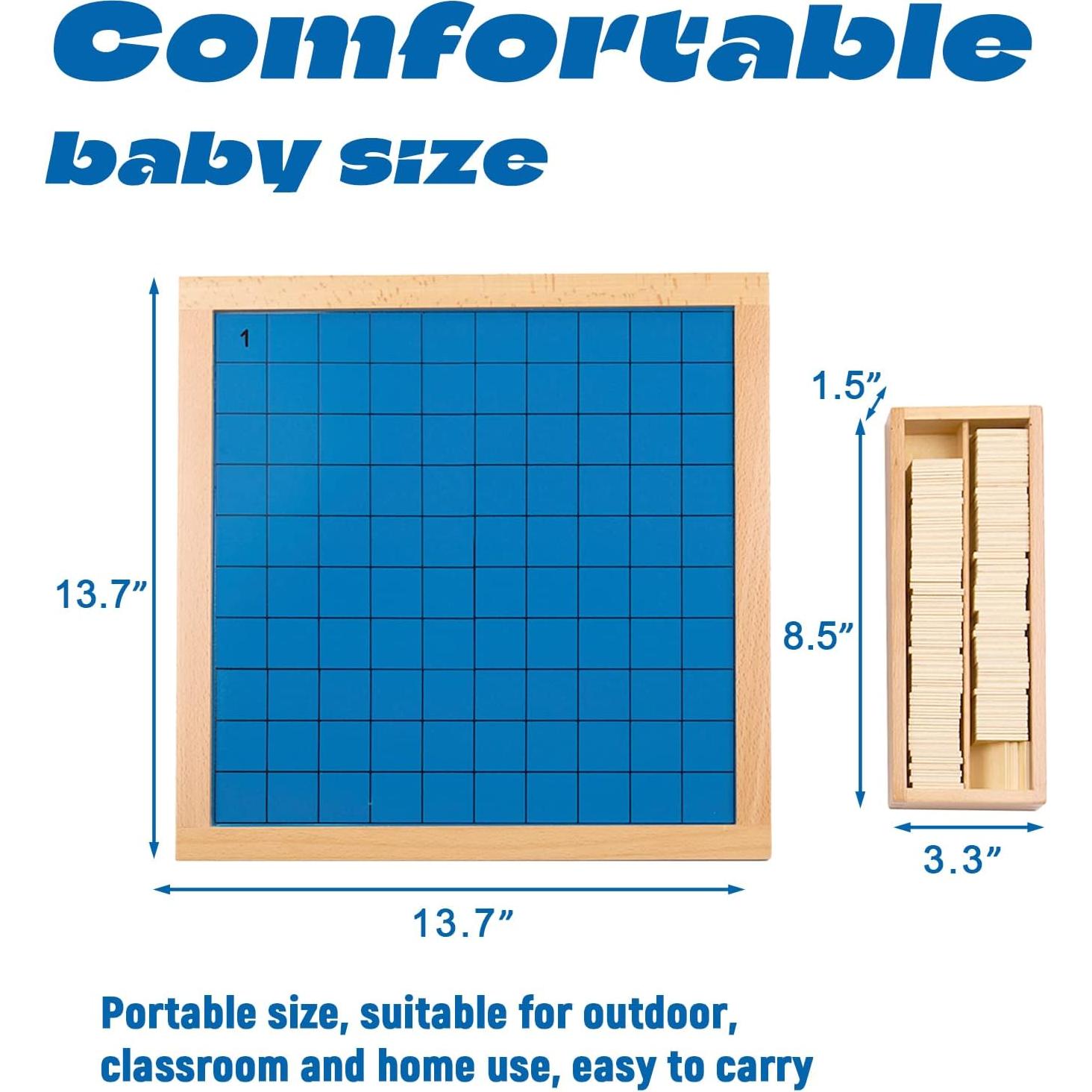 Tablero de Números Montessori 100 - Juguete Educativo 34.8 cm
