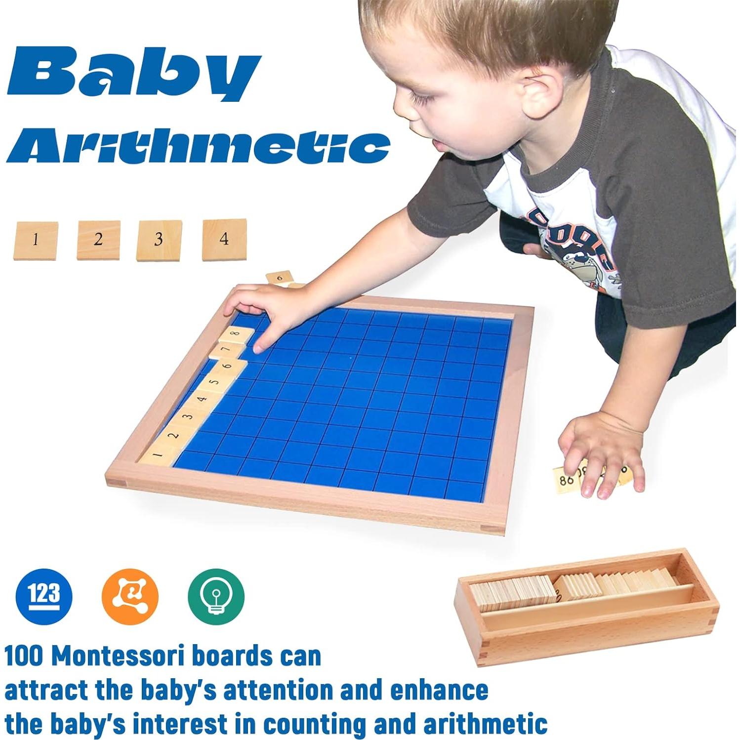 Tablero de Números Montessori 100 - Juguete Educativo 34.8 cm