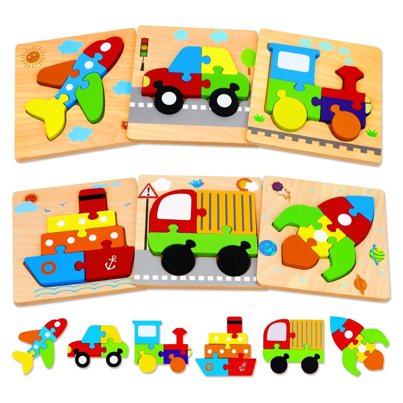 Rompecabezas de Madera Dreampark para Niños 1-3 Años - Vehículos