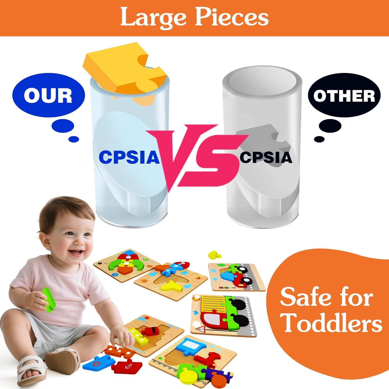 Rompecabezas de Madera Dreampark para Niños 1-3 Años - Vehículos