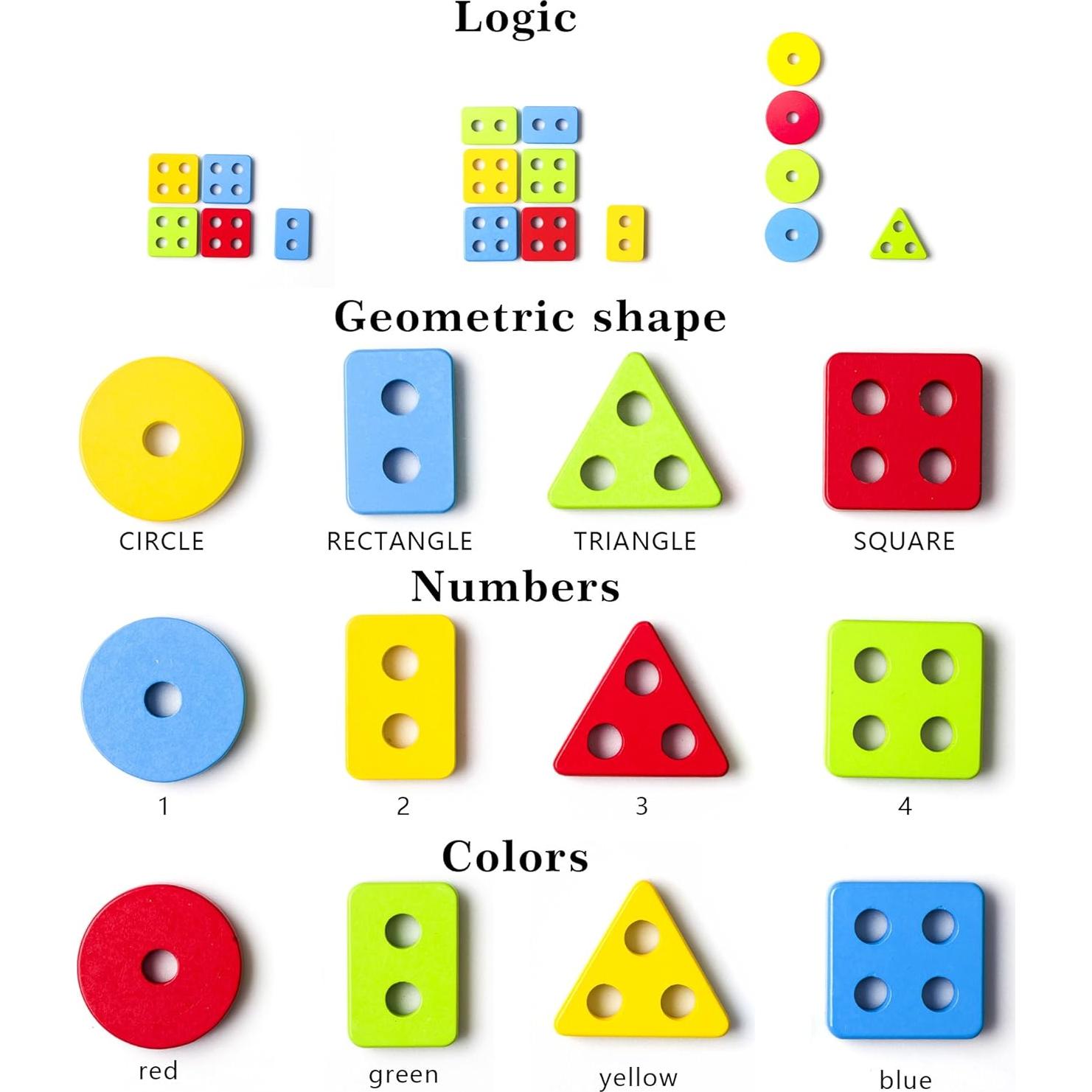 Bloques de Madera Educativos BettRoom para Niños 1-6 Años
