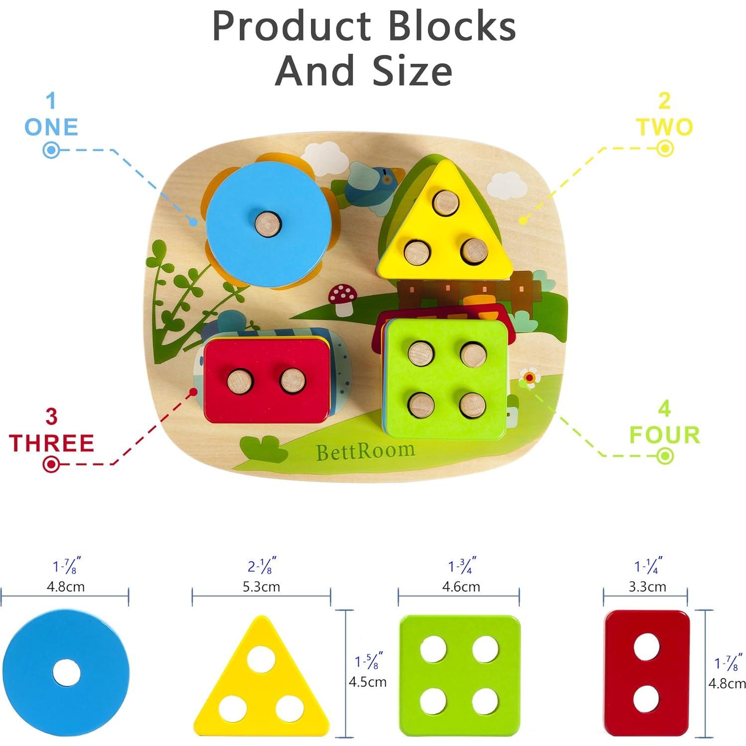 Bloques de Madera Educativos BettRoom para Niños 1-6 Años