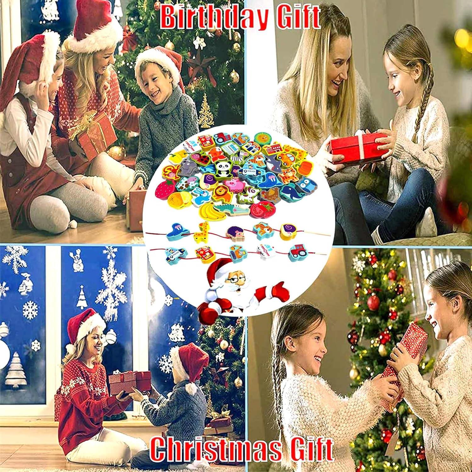 Cuentas de Enhebrar de Madera Intsinzi 42 Piezas Educativas