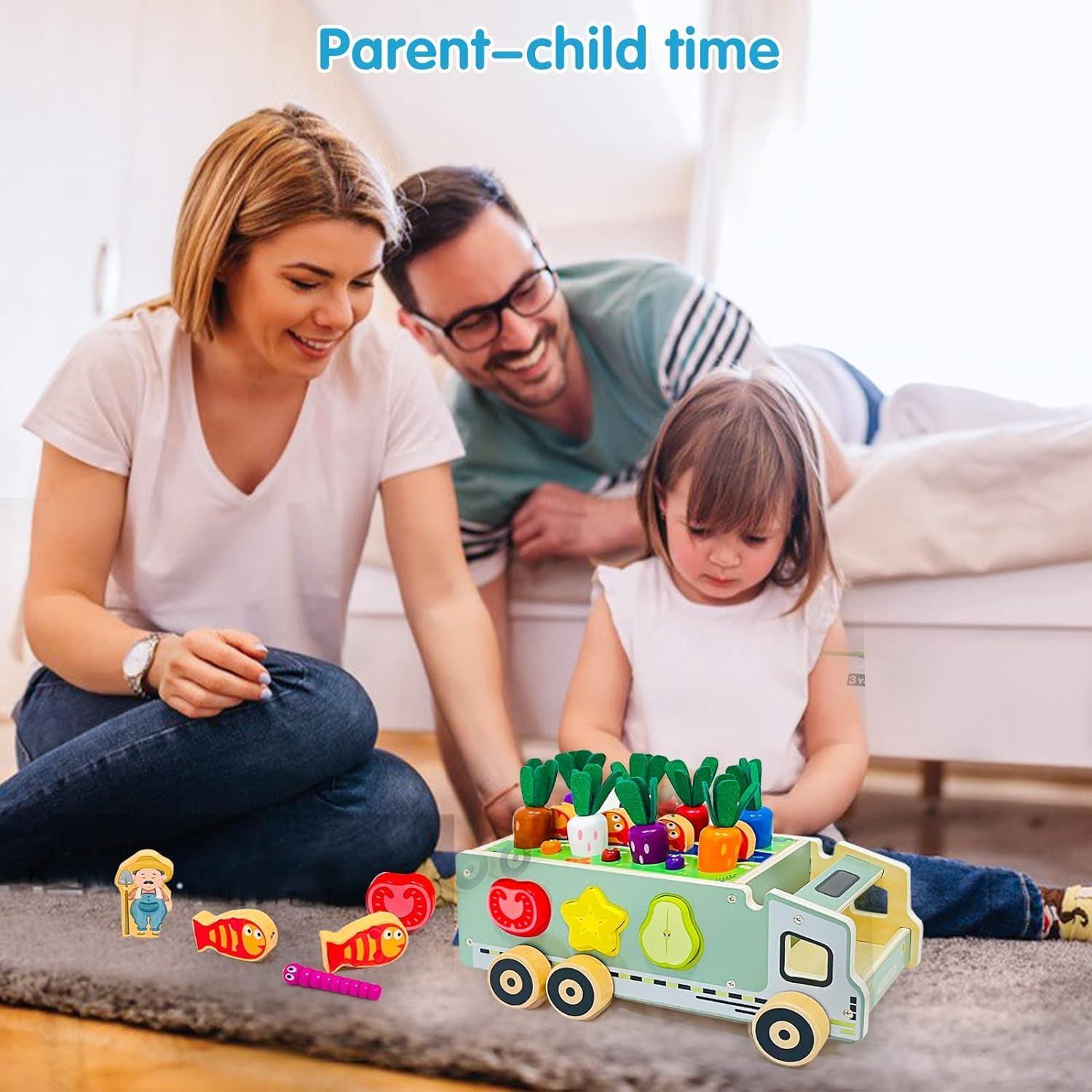 Toddler Educational Montessori Toys for 2 3 4 Years Old Boys and Girls, Carrots Farm Fruit Harvest Game, Color Shape Sorting Toys Gifts for Kids 2-4