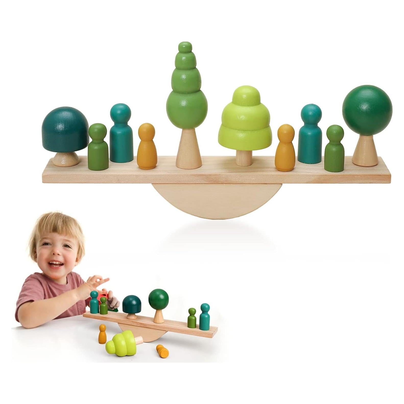 Juguete de Equilibrio de Madera Promise Babe - 6 Muñecos y 4 Árboles