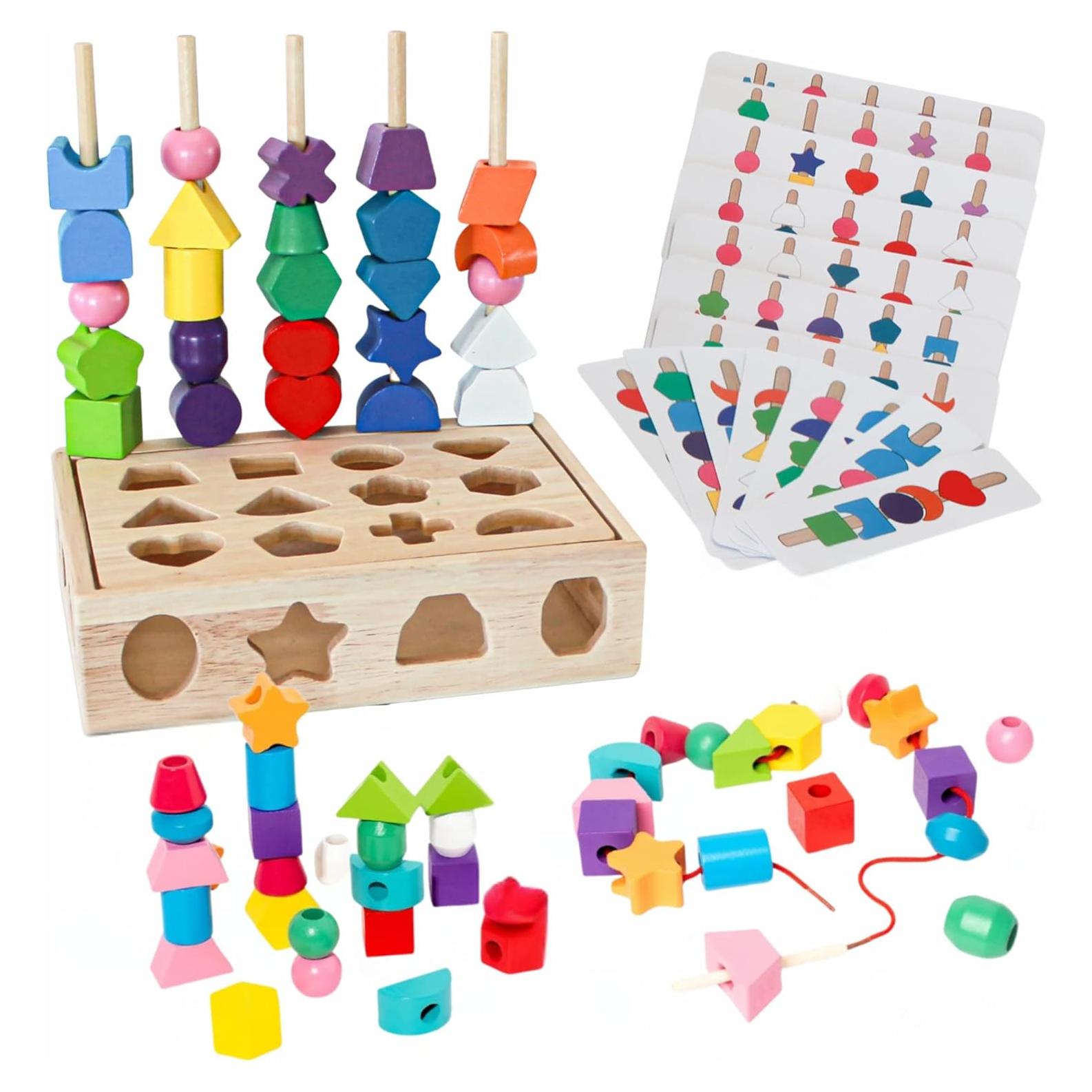Juego Montessori 3 en 1 FUN-Z-PLAY Perlas de Madera 0-10 Años