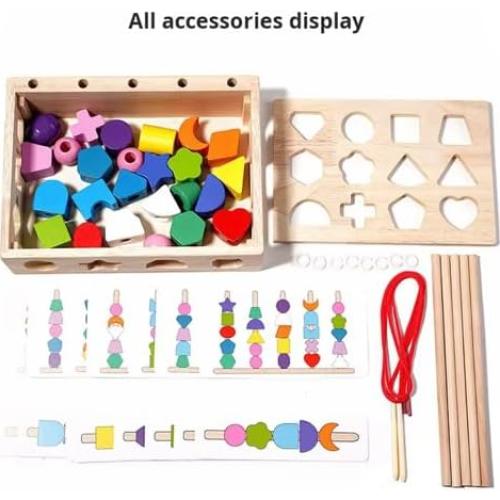 Juego Montessori 3 en 1 FUN-Z-PLAY Perlas de Madera 0-10 Años