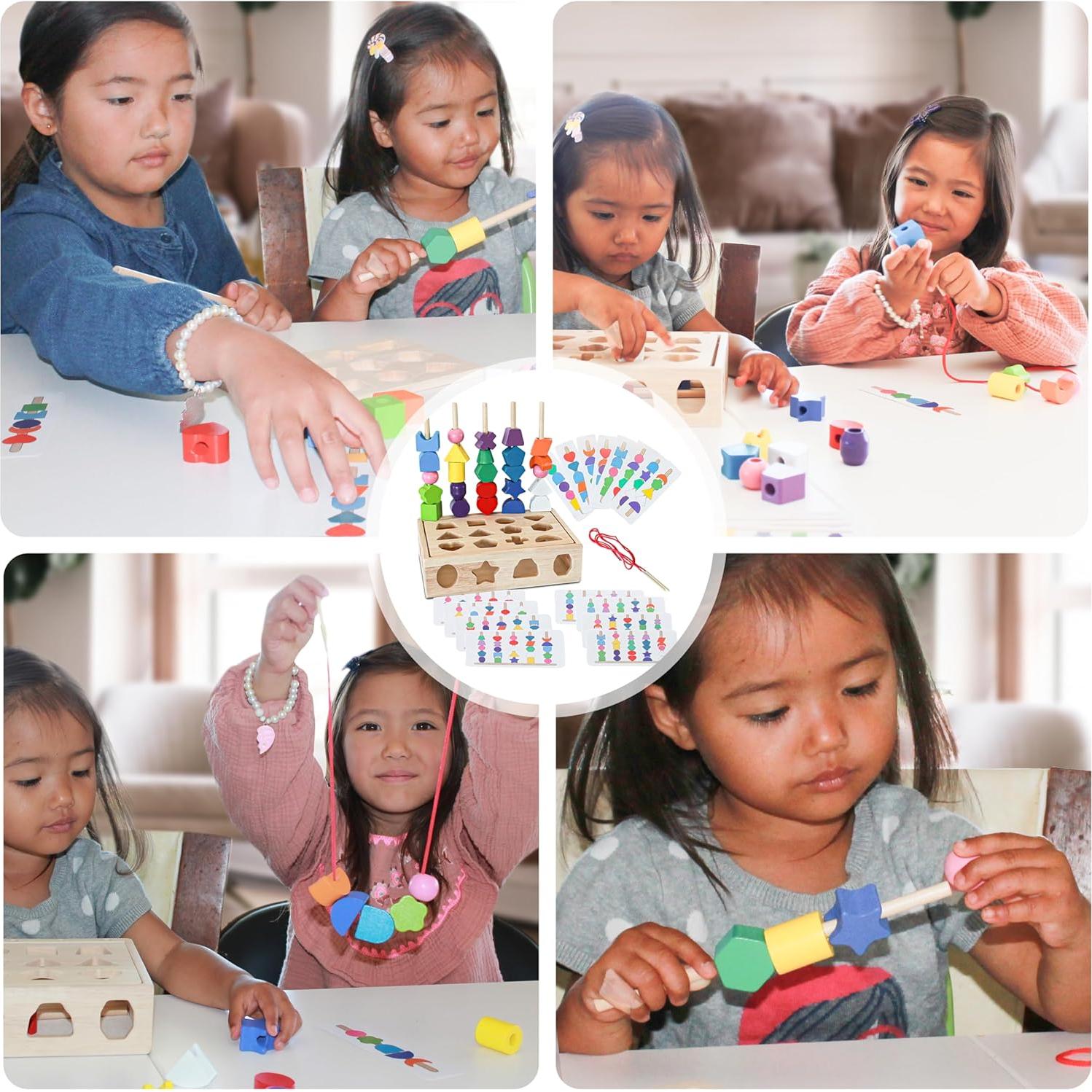 Juego Montessori 3 en 1 FUN-Z-PLAY Perlas de Madera 0-10 Años