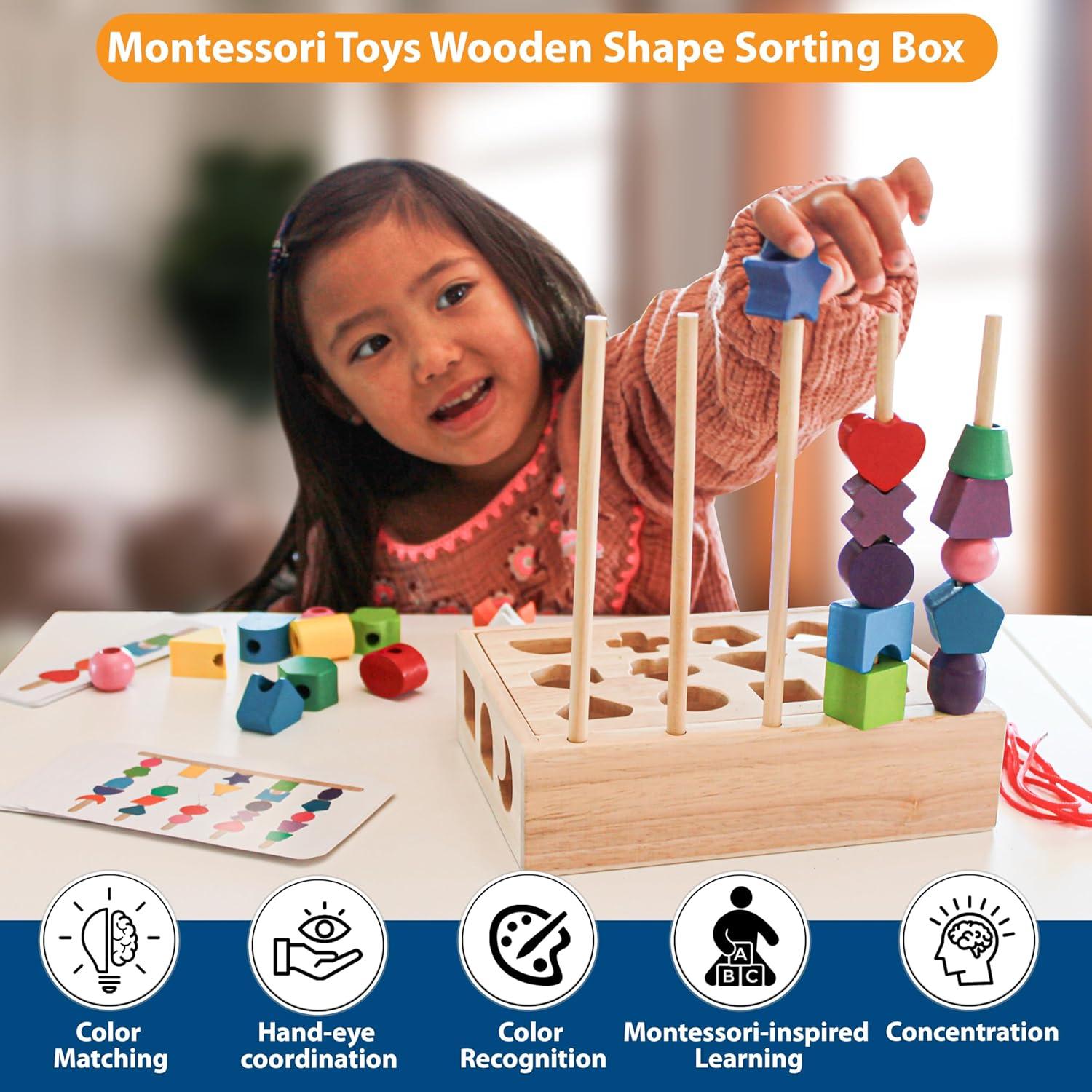 Juego Montessori 3 en 1 FUN-Z-PLAY Perlas de Madera 0-10 Años
