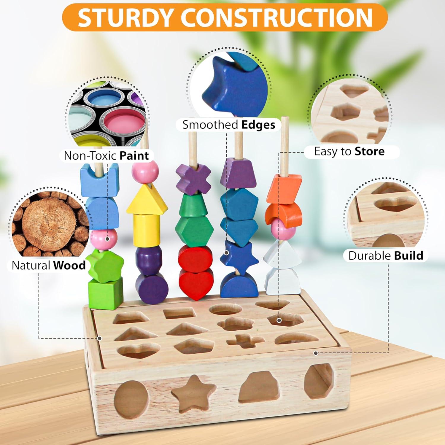 Juego Montessori 3 en 1 FUN-Z-PLAY Perlas de Madera 0-10 Años