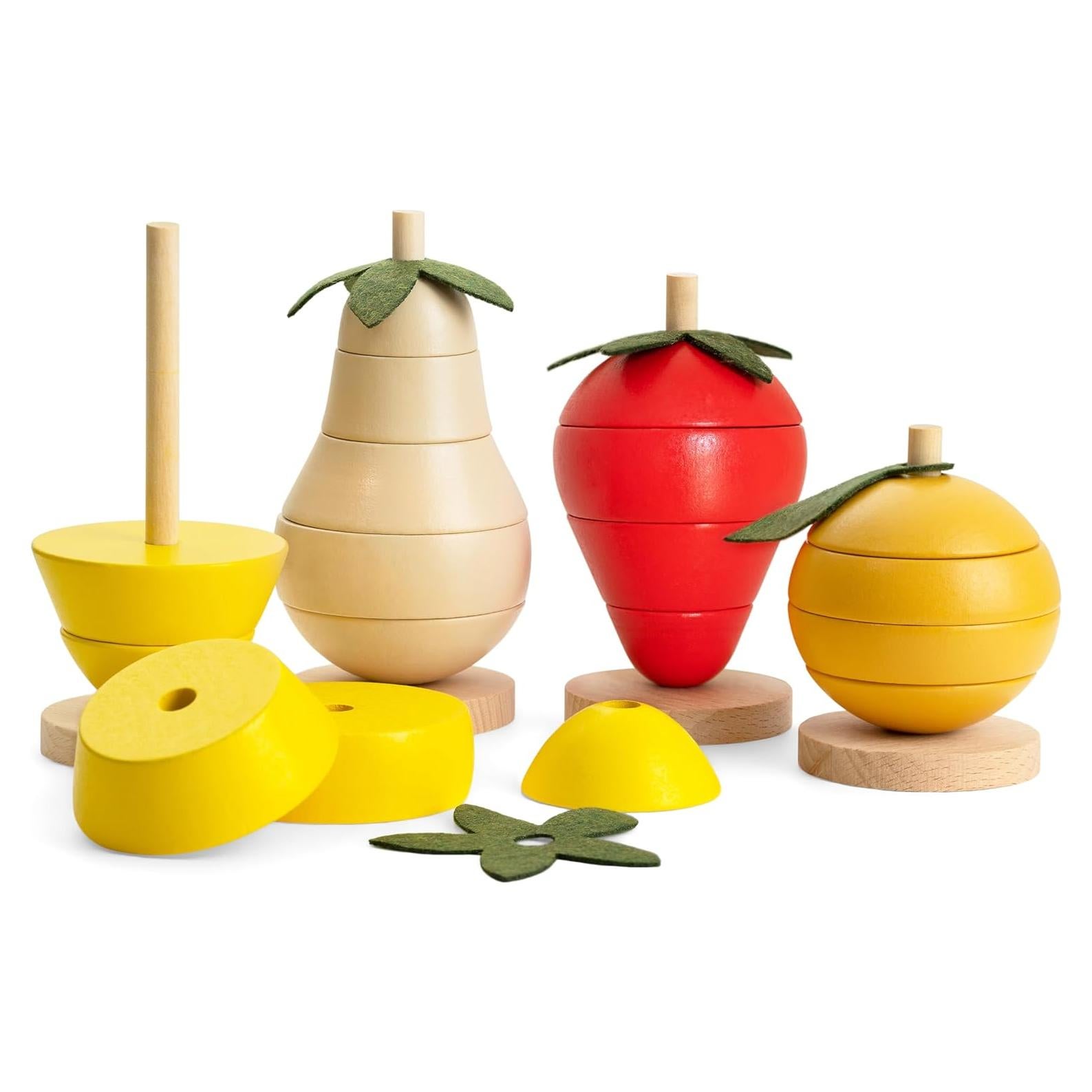 Juguete Educativo de Apilamiento de Frutas de Madera - Montessori - 0.64 kg