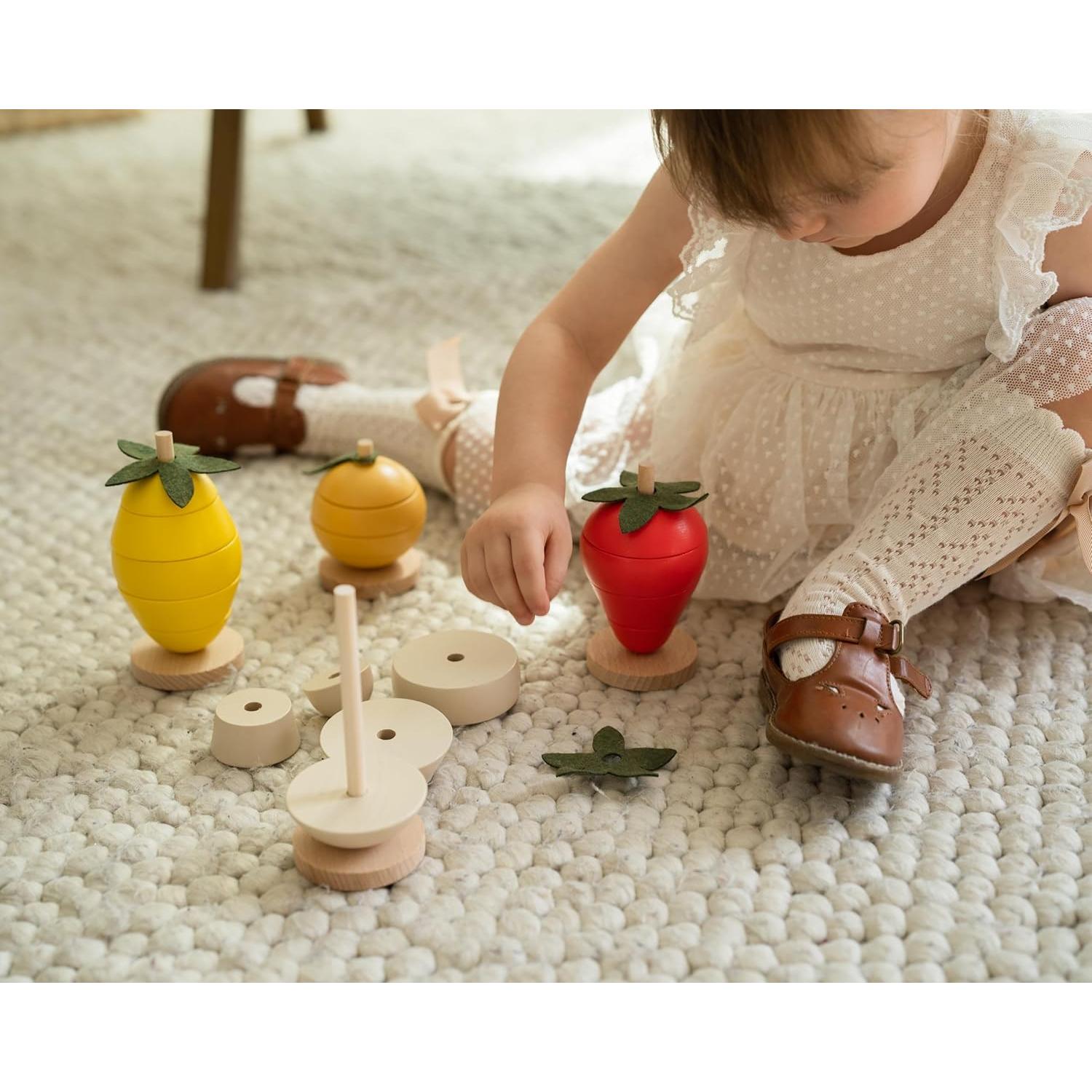 Juguete Educativo de Apilamiento de Frutas de Madera - Montessori - 0.64 kg