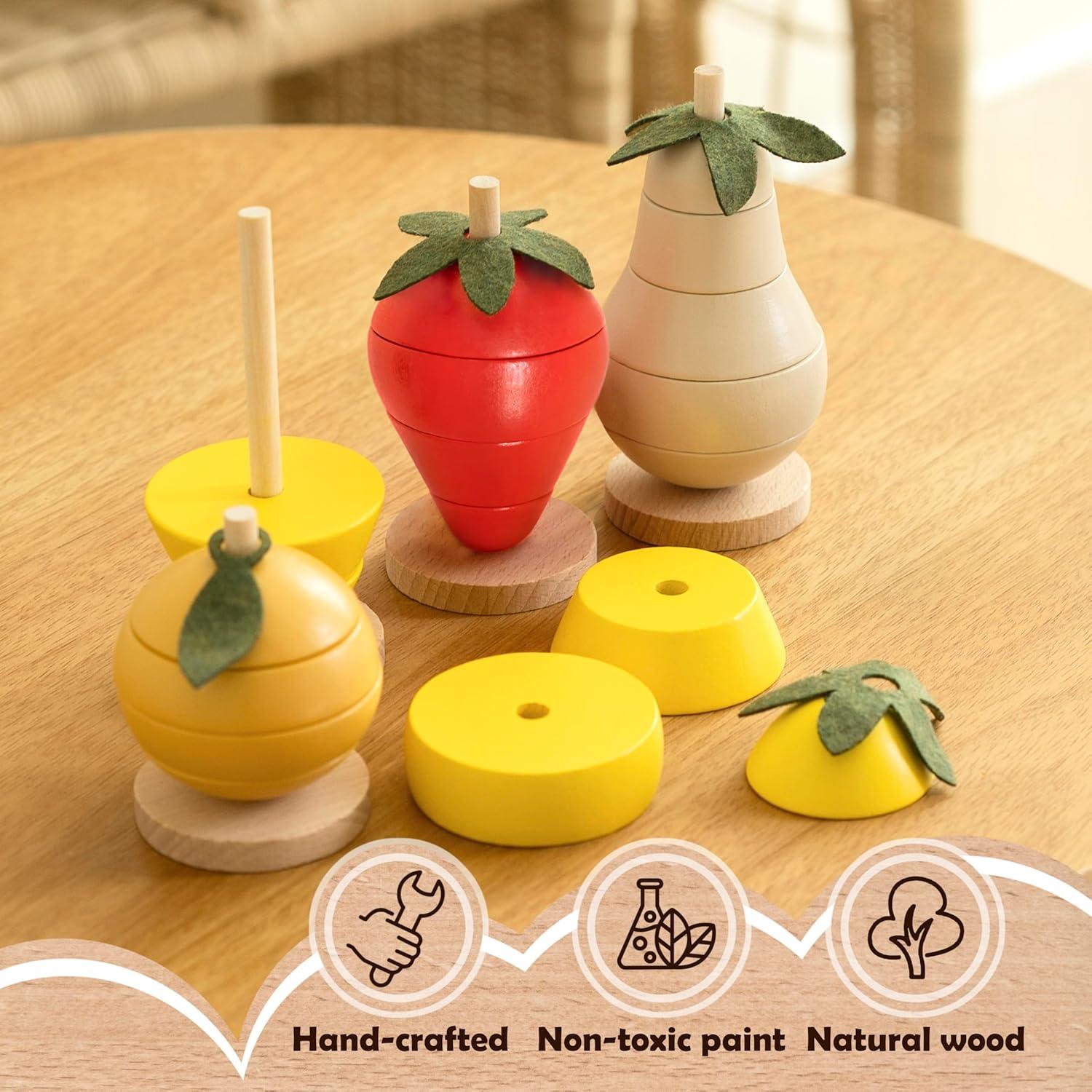 Juguete Educativo de Apilamiento de Frutas de Madera - Montessori - 0.64 kg