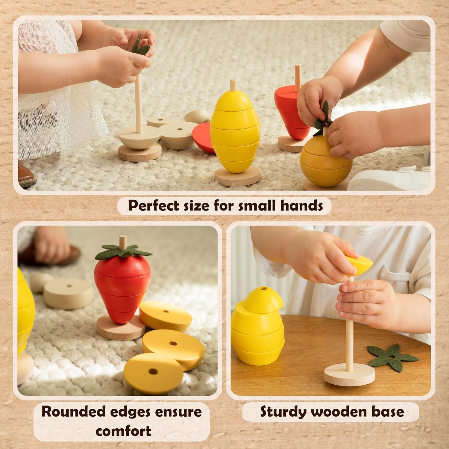 Juguete Educativo de Apilamiento de Frutas de Madera - Montessori - 0.64 kg