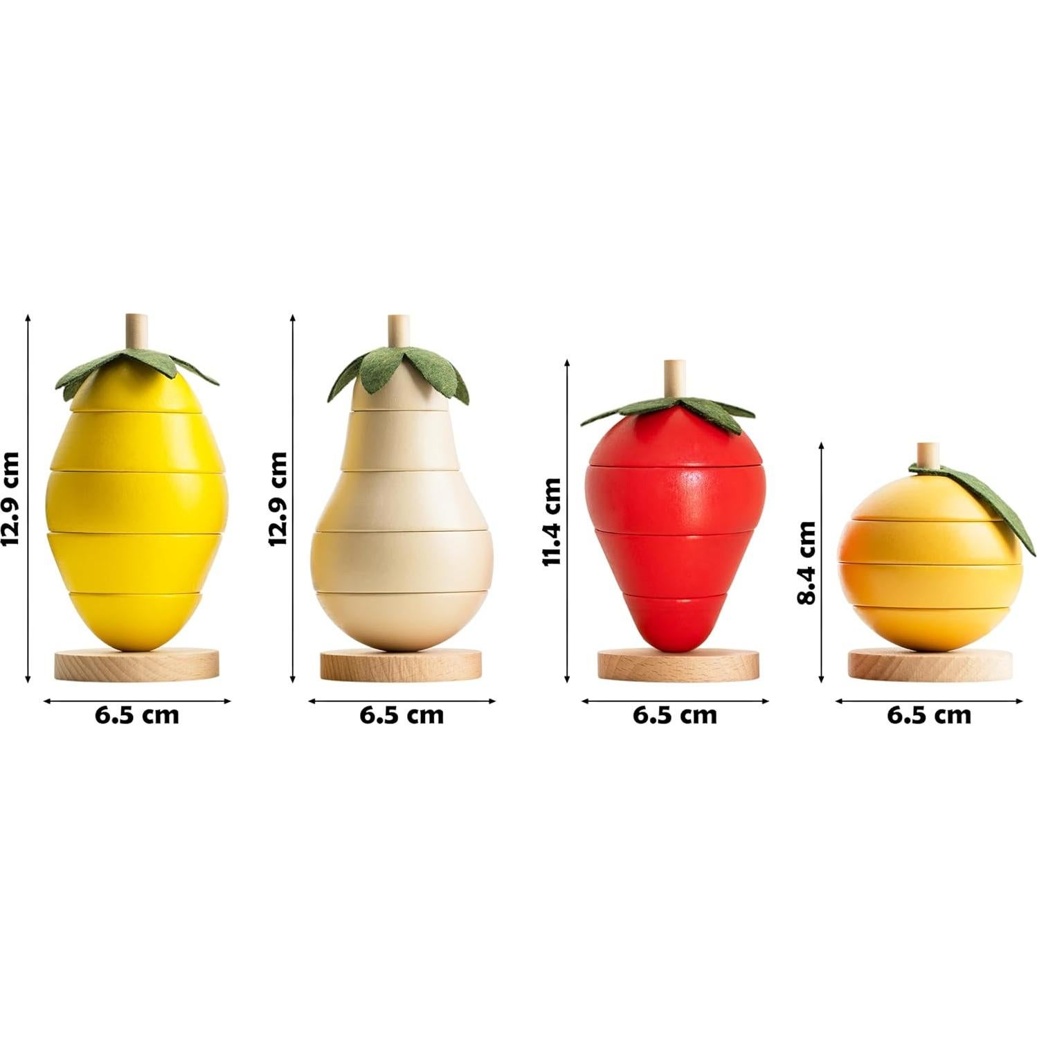 Juguete Educativo de Apilamiento de Frutas de Madera - Montessori - 0.64 kg