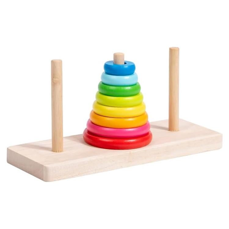 Torres de Hanoi de Madera EduLand Montessori 8 Anillos Juego Lógico
