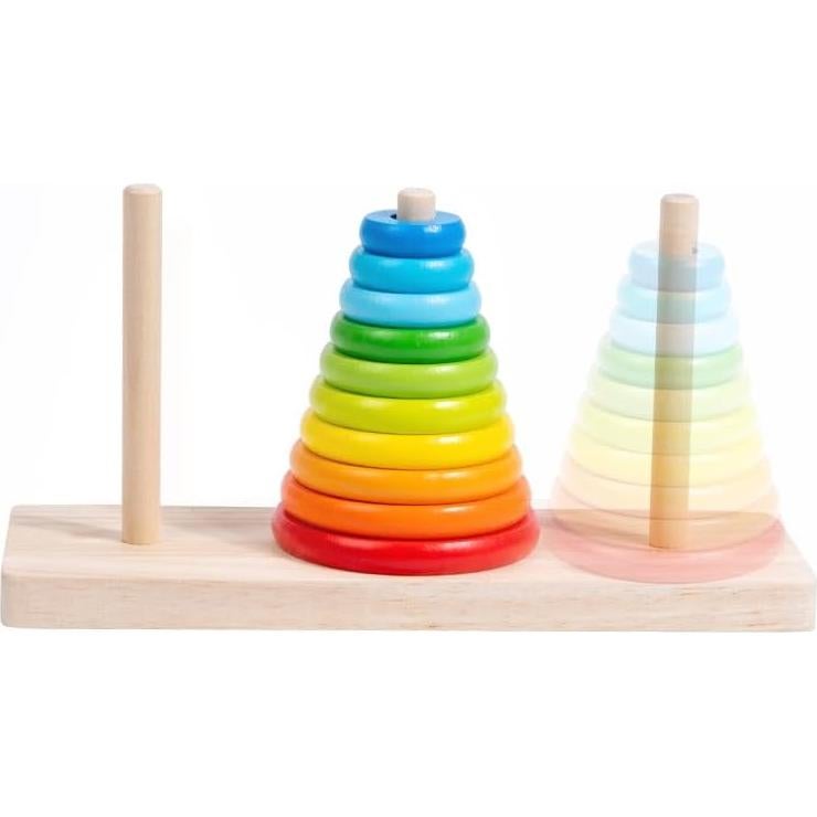 Torres de Hanoi de Madera EduLand Montessori 8 Anillos Juego Lógico