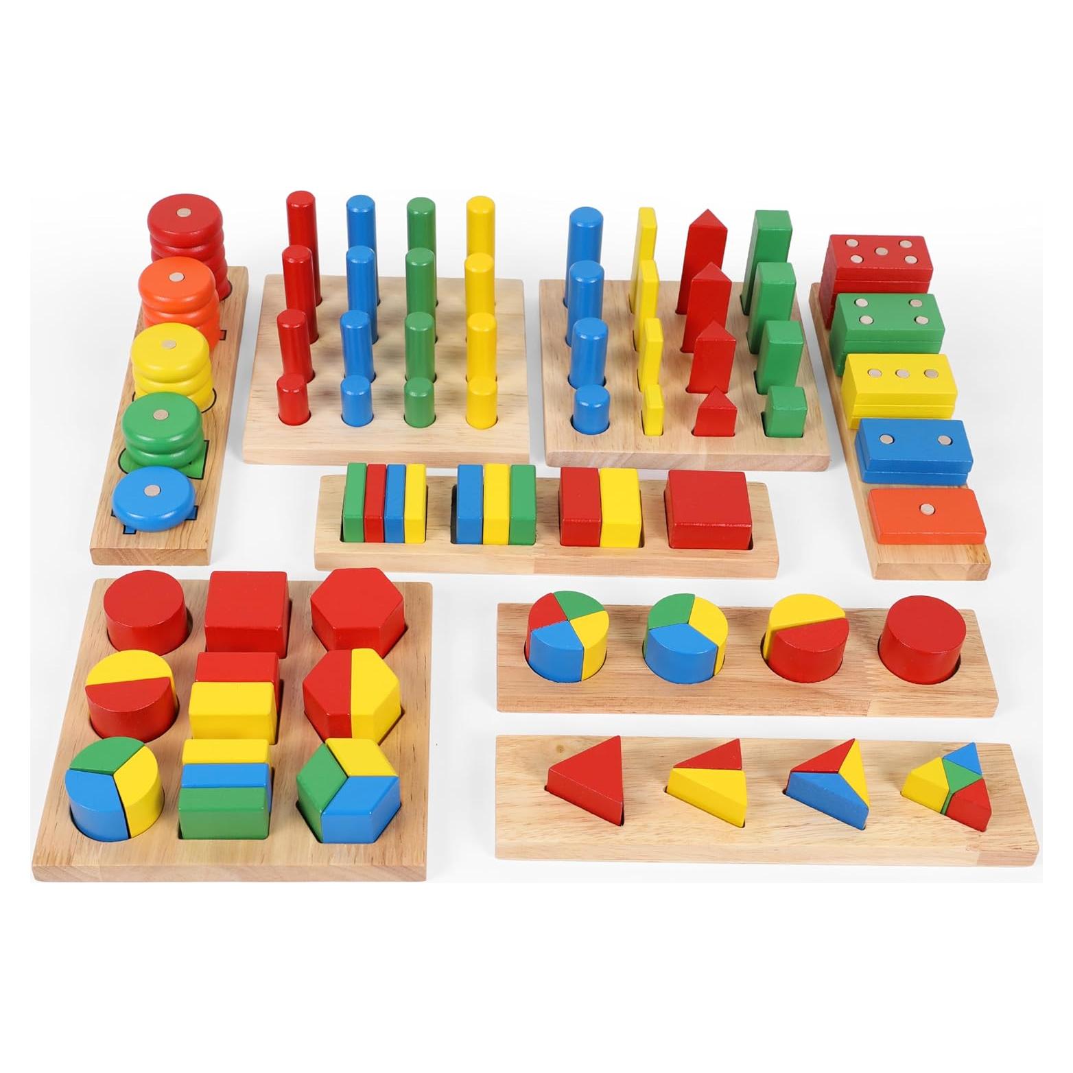 Juguete Educativo de Madera TOWO 8 en 1 Formas y Fracciones