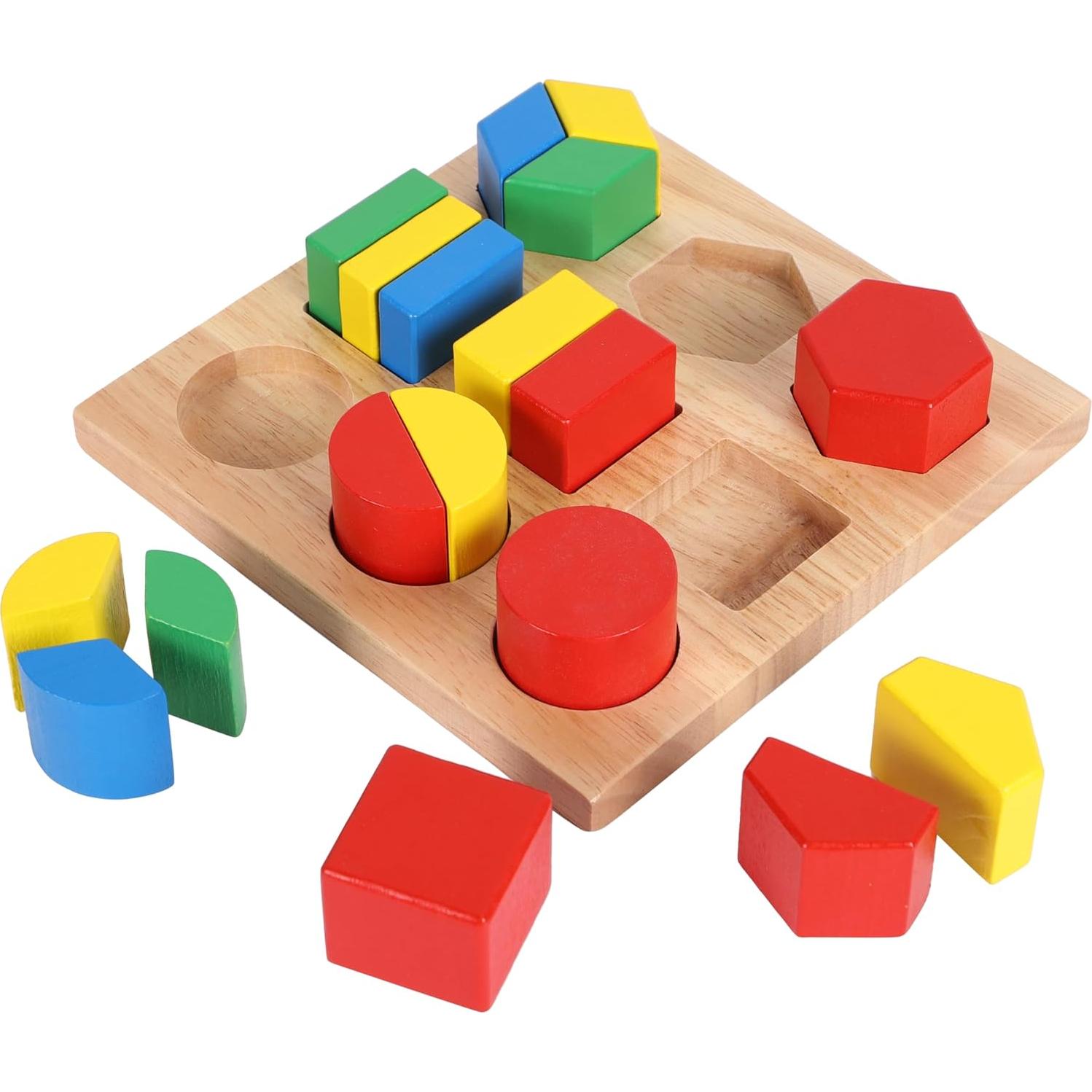 Juguete Educativo de Madera TOWO 8 en 1 Formas y Fracciones