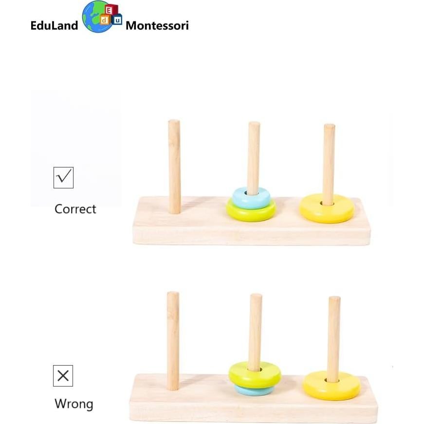 Torres de Hanoi de Madera EduLand Montessori 10 Anillos