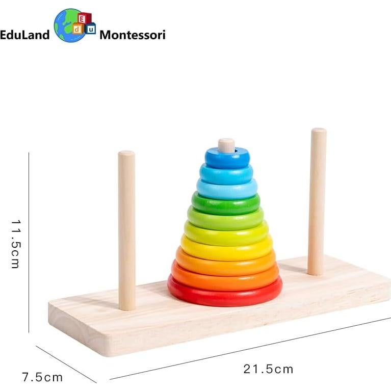Torres de Hanoi de Madera EduLand Montessori 10 Anillos