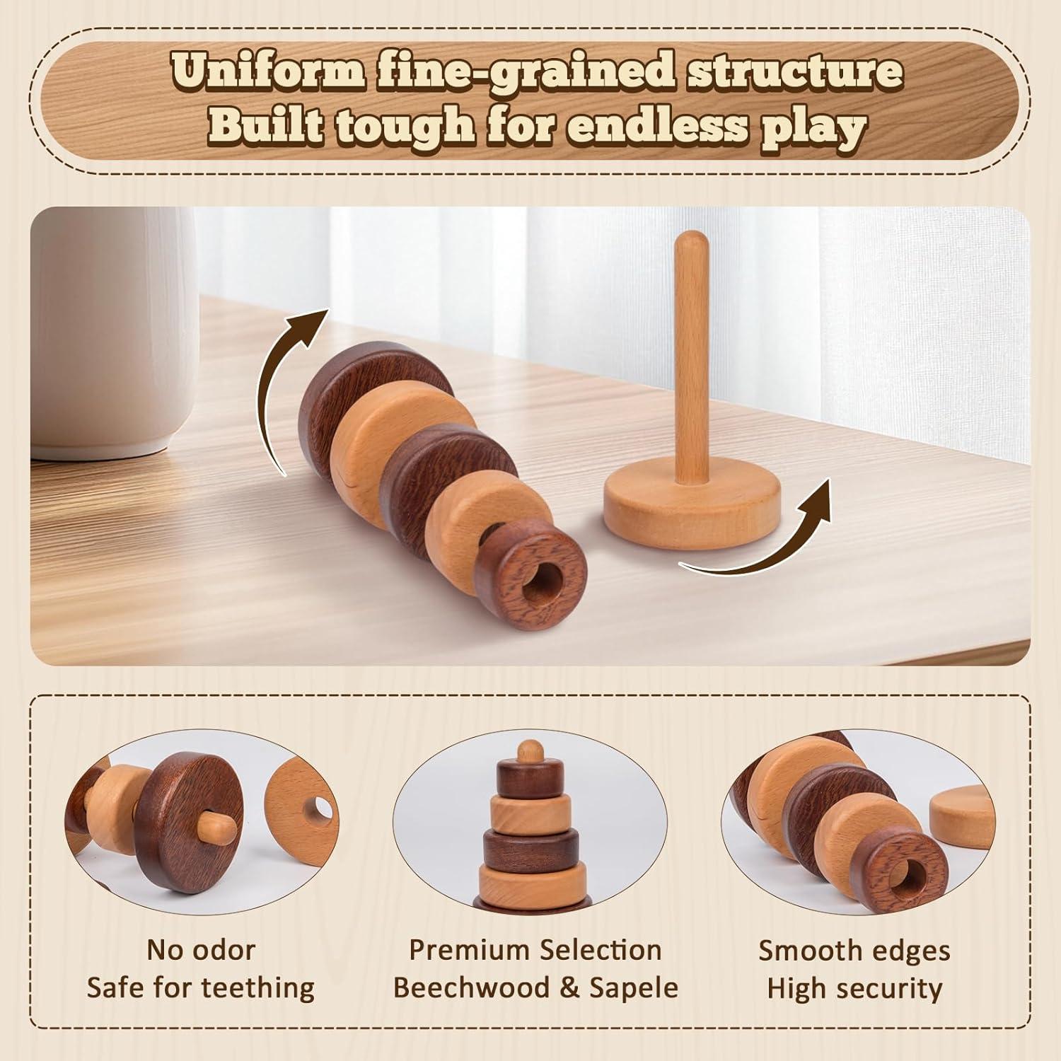 Anillo Montessori Adena Juguete Apilamiento Madera 12+ Meses