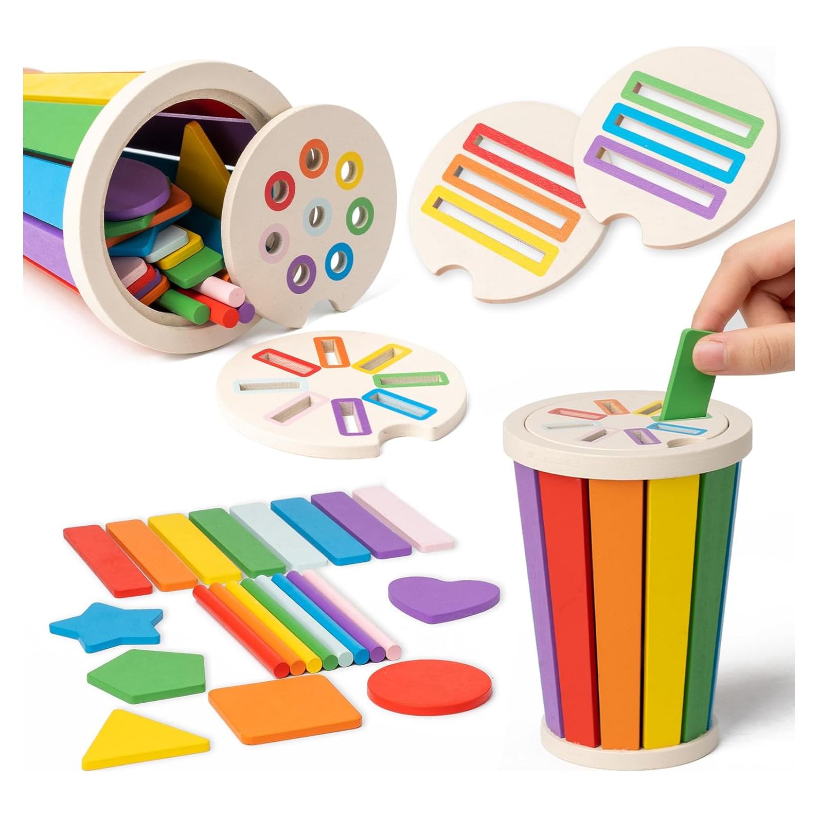 Juguetes Montessori de Madera para Niños 1-3 Años - Aprendizaje