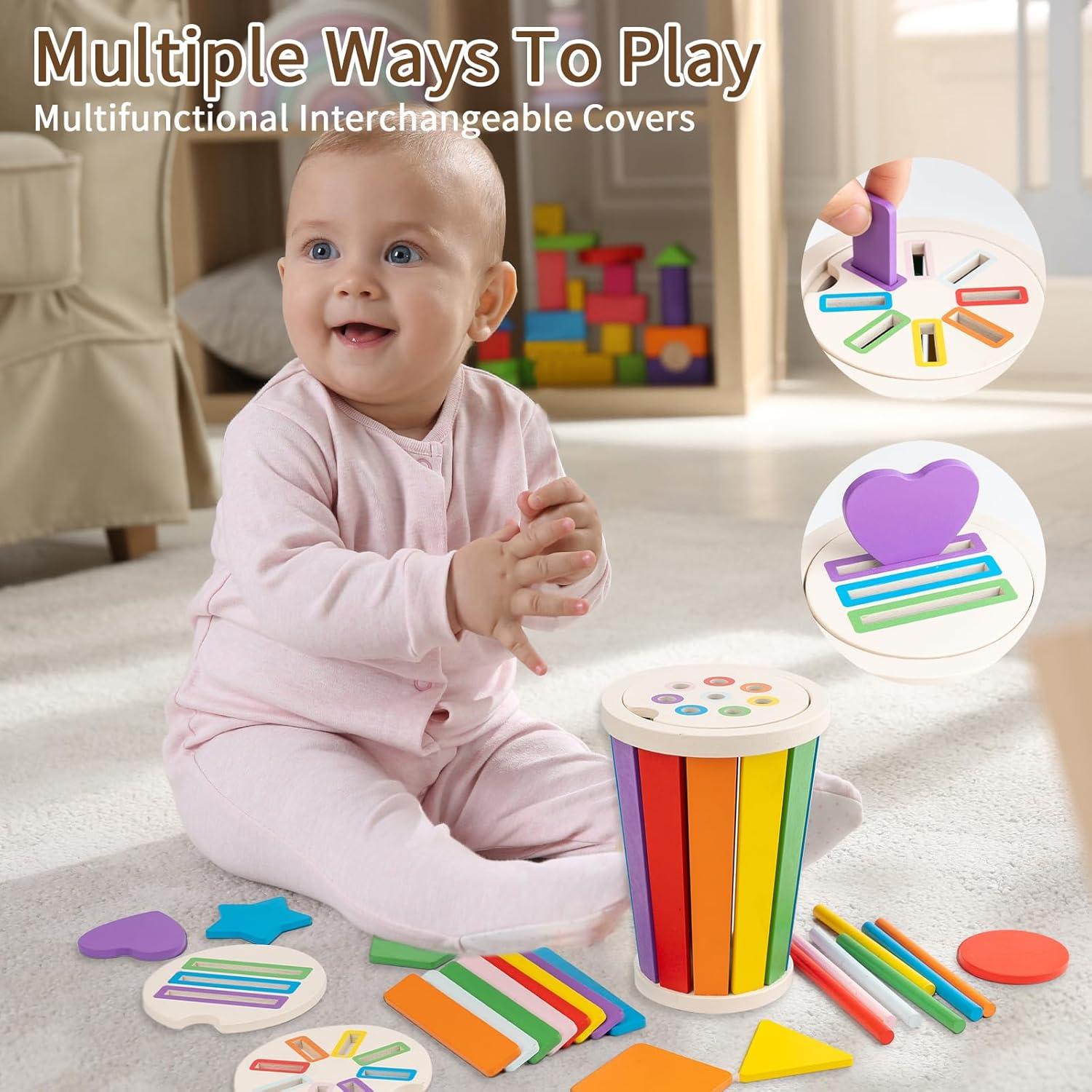 Juguetes Montessori de Madera para Niños 1-3 Años - Aprendizaje