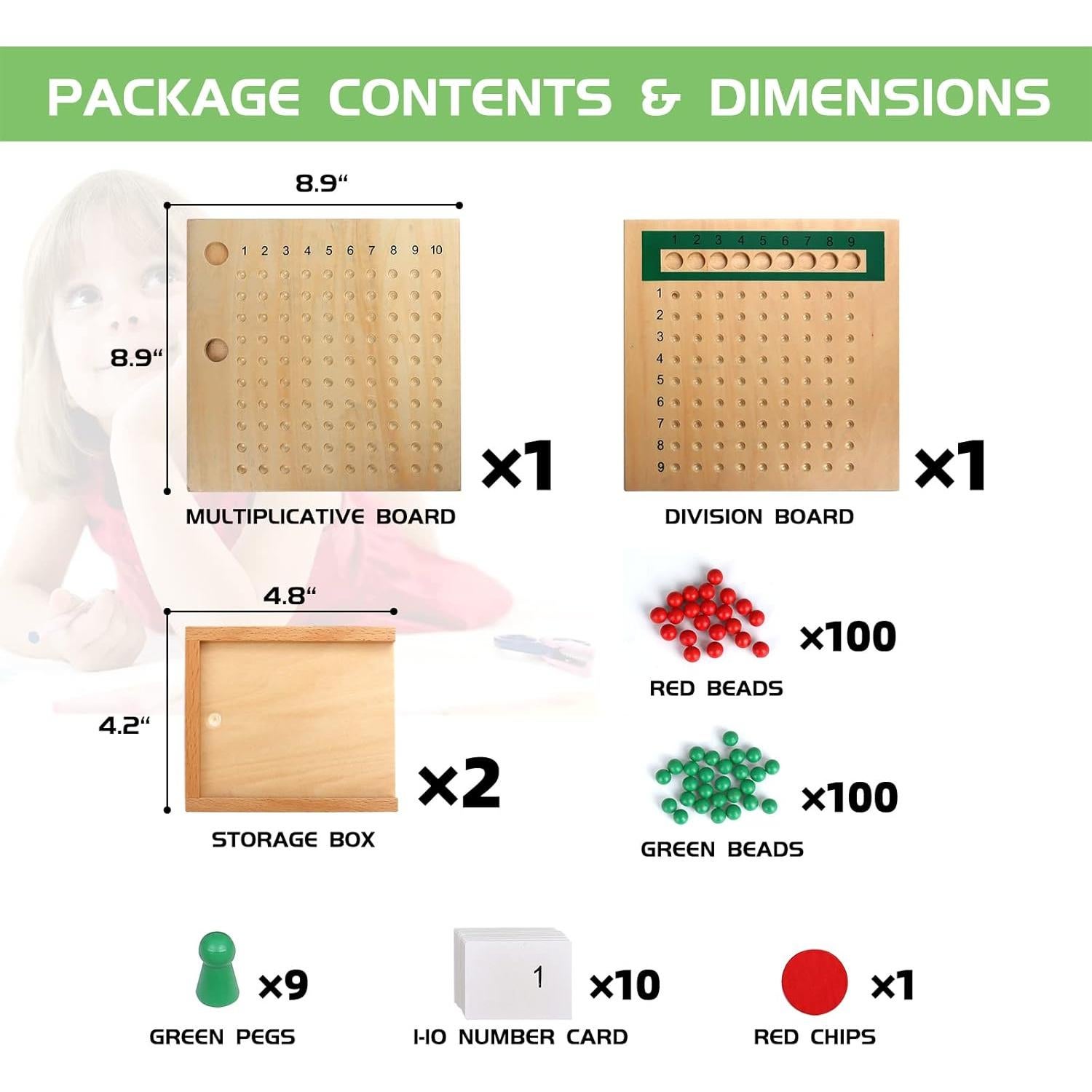 Juego de Matemáticas Montessori New Sky - Tablero Multiplicación y División