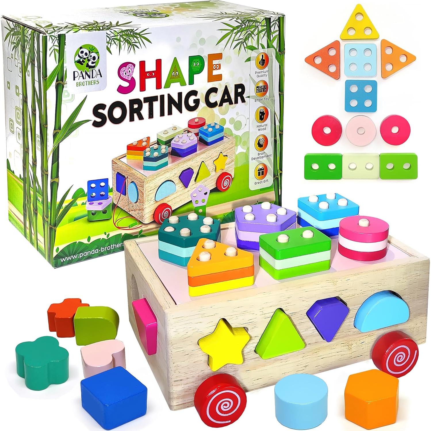 Conjunto de Juguetes Montessori Panda Brothers - Coche y Piedras