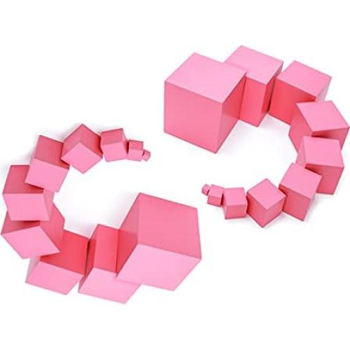 Torre Rosa Pequeña Adena Montessori 10 Cubos de Madera 0.7-7cm