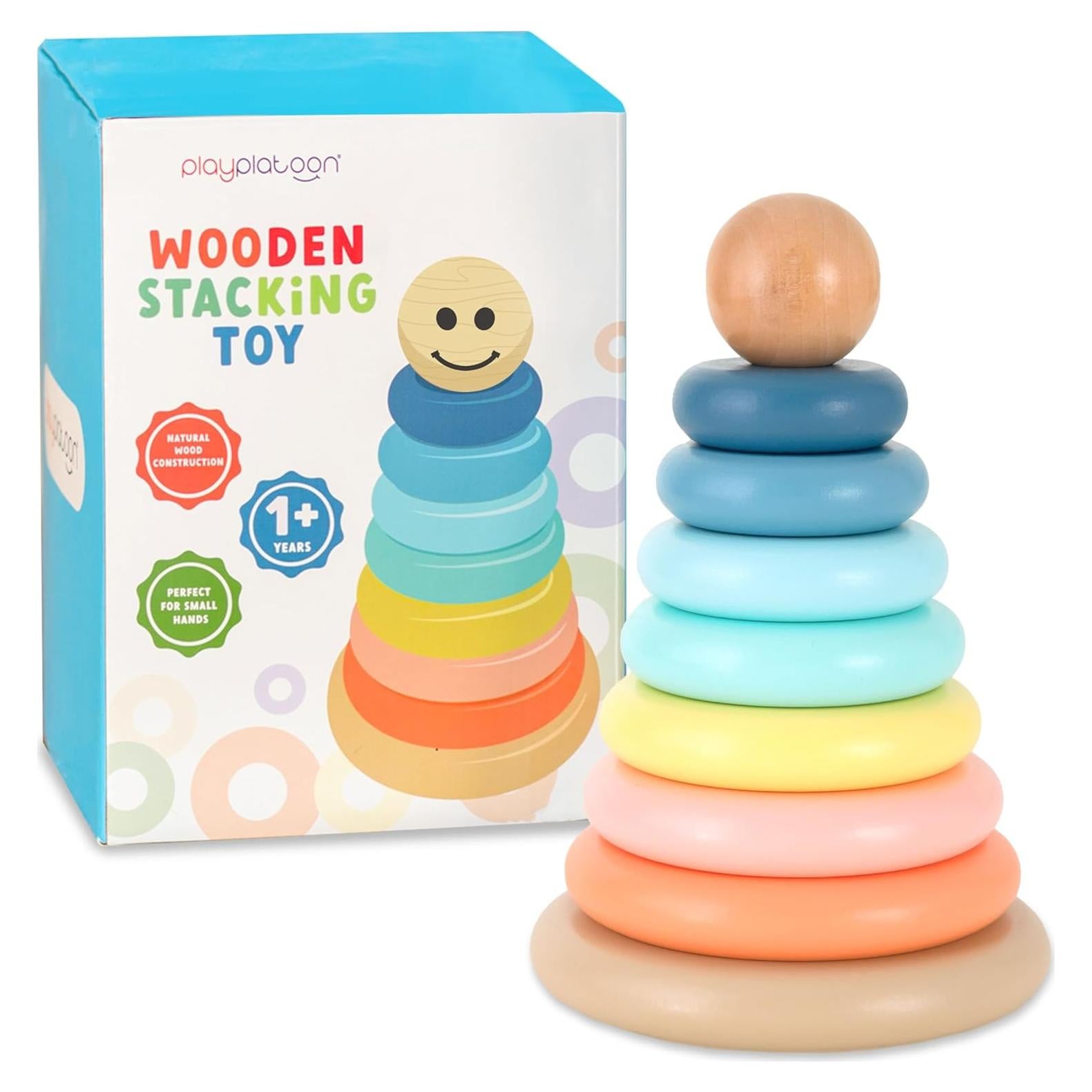 Juguete de Apilamiento de Anillos de Madera Play Platoon - Educativo