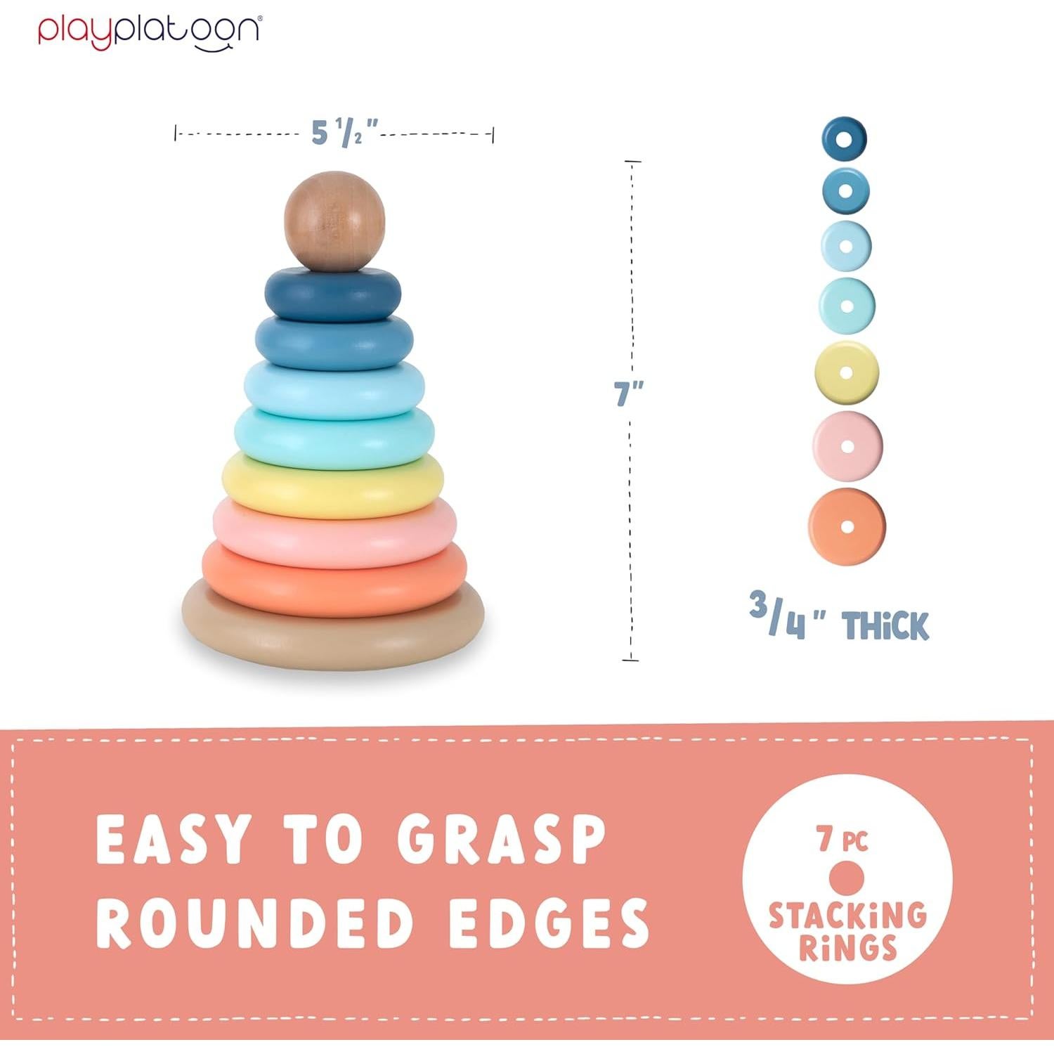 Juguete de Apilamiento de Anillos de Madera Play Platoon - Educativo