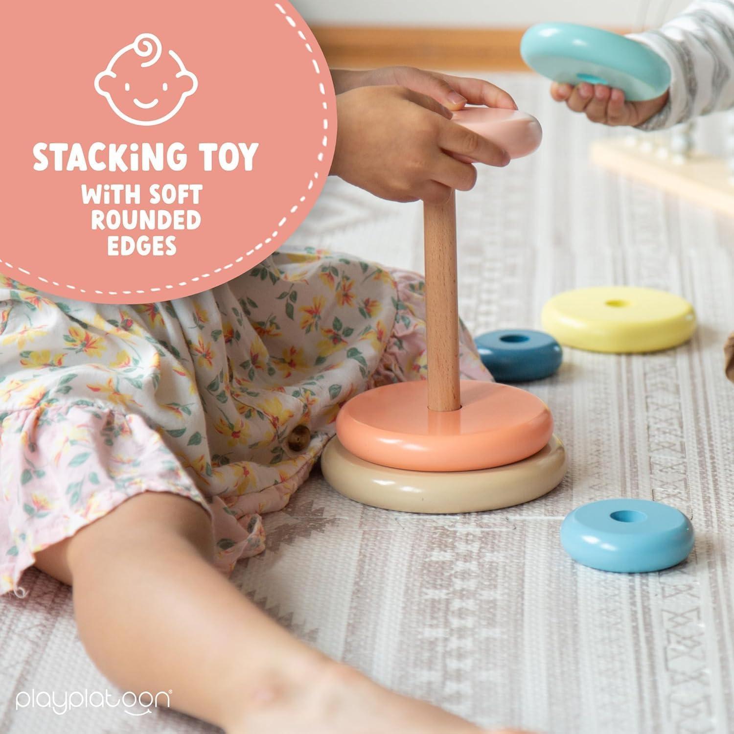 Juguete de Apilamiento de Anillos de Madera Play Platoon - Educativo