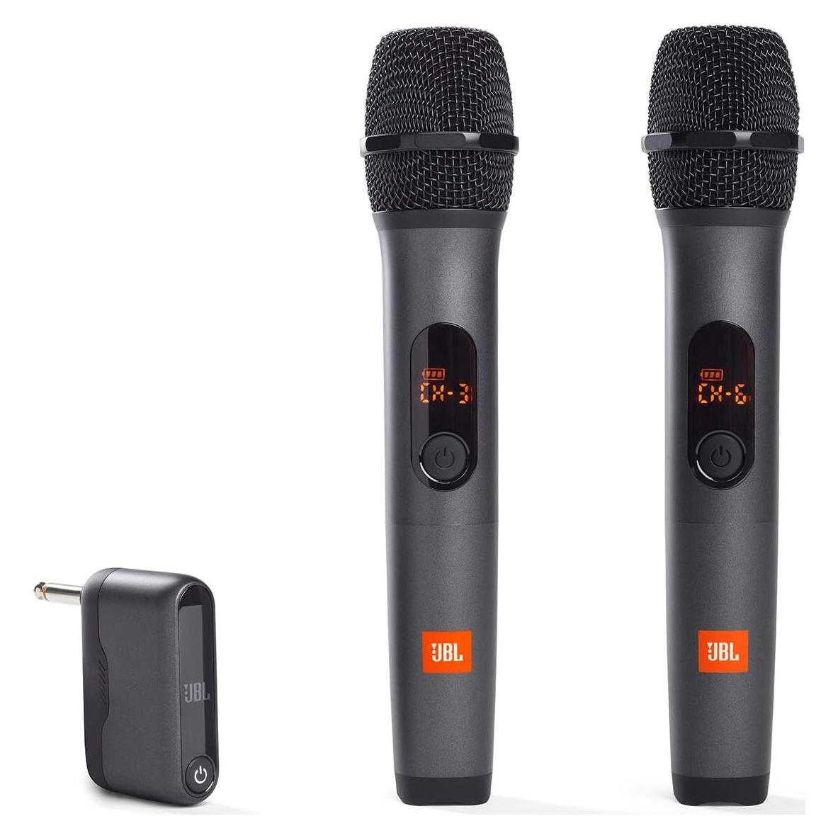 Micrófono inalámbrico JBL con receptor doble canal, negro