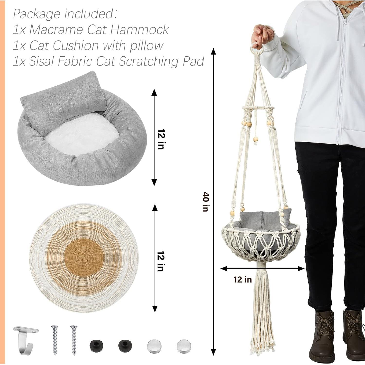 Hamaca de Macramé para Gato Juexica 101,6 x 30,5 cm