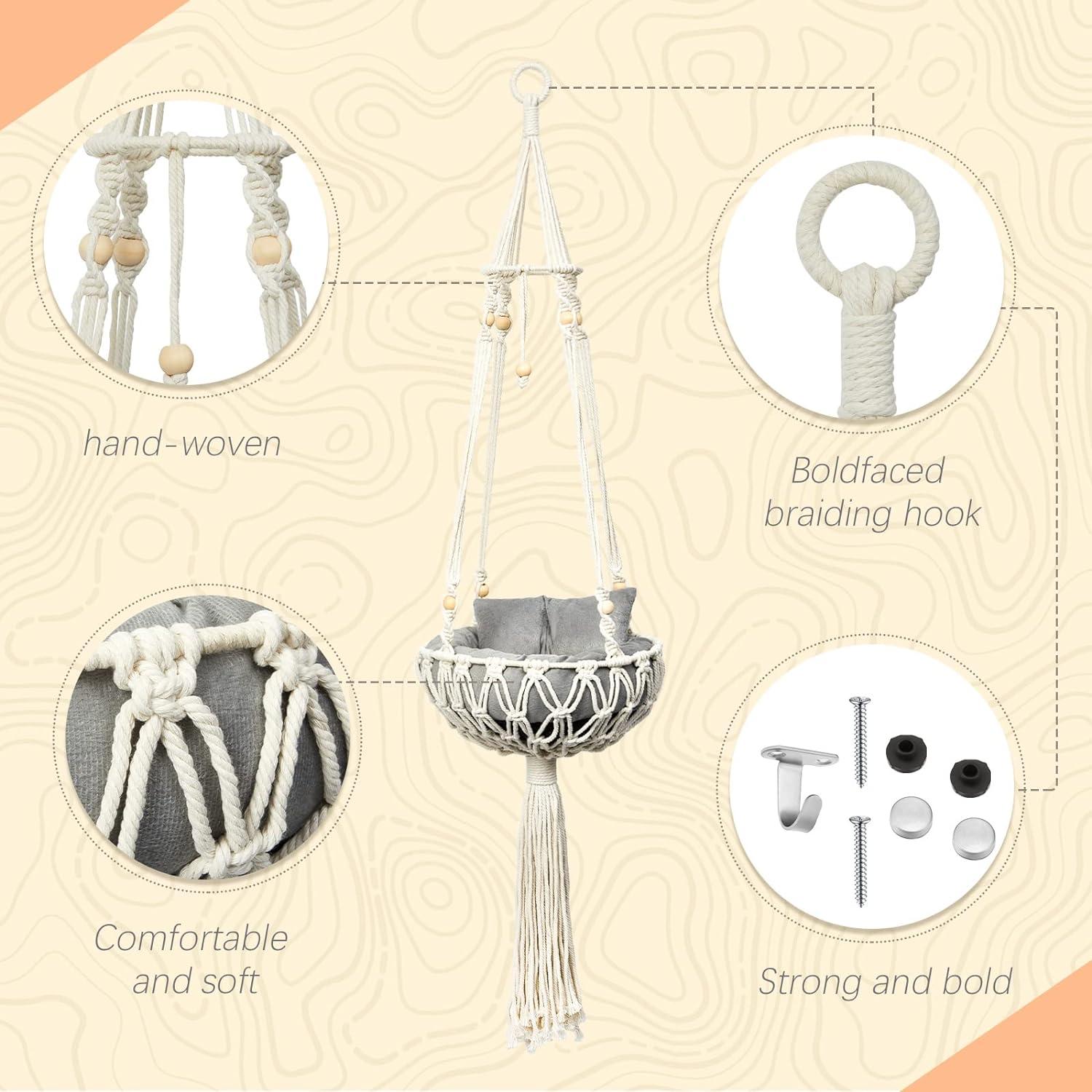 Hamaca de Macramé para Gato Juexica 101,6 x 30,5 cm