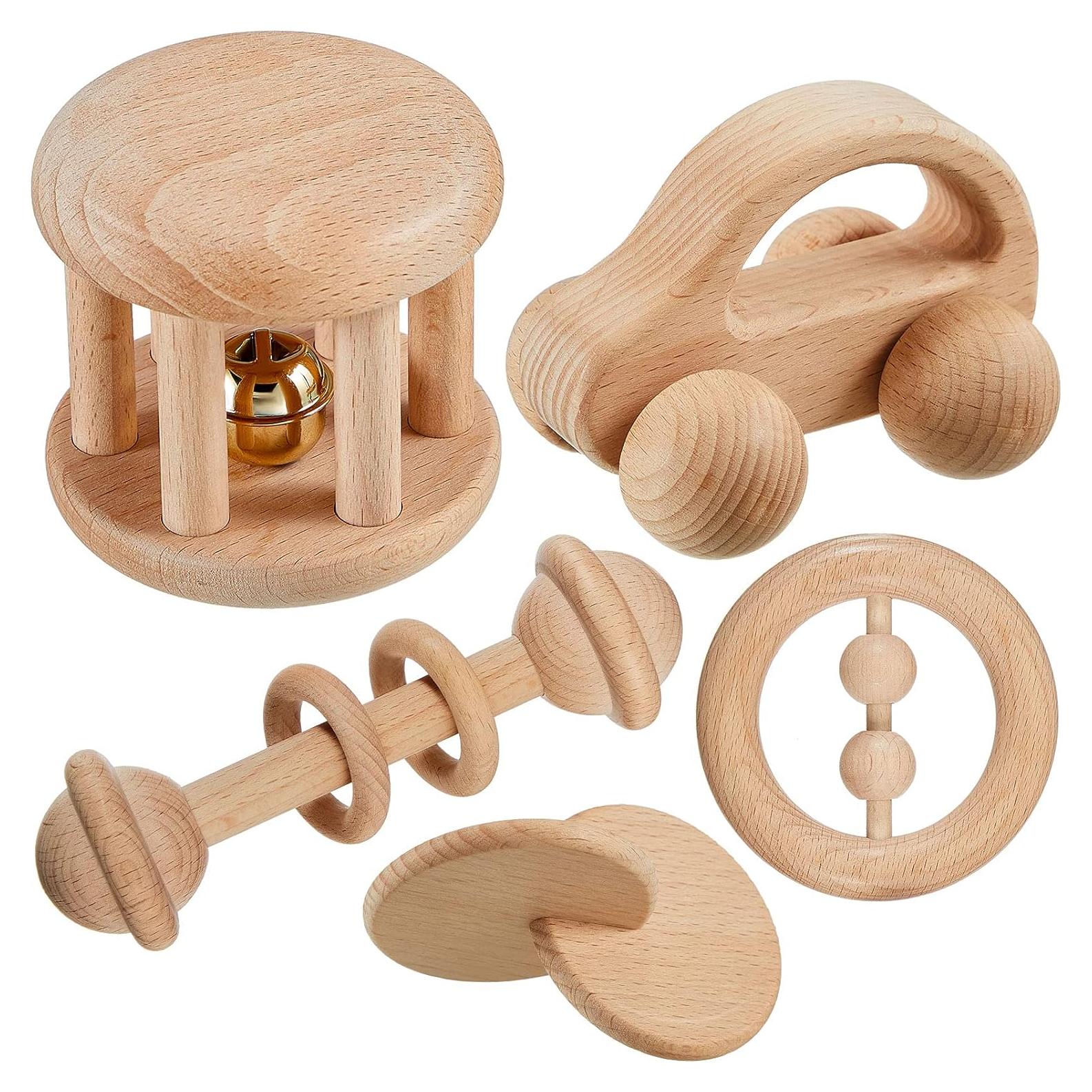 5 Piezas Juguetes de Madera Zhanmai para Bebés 0-12 Meses