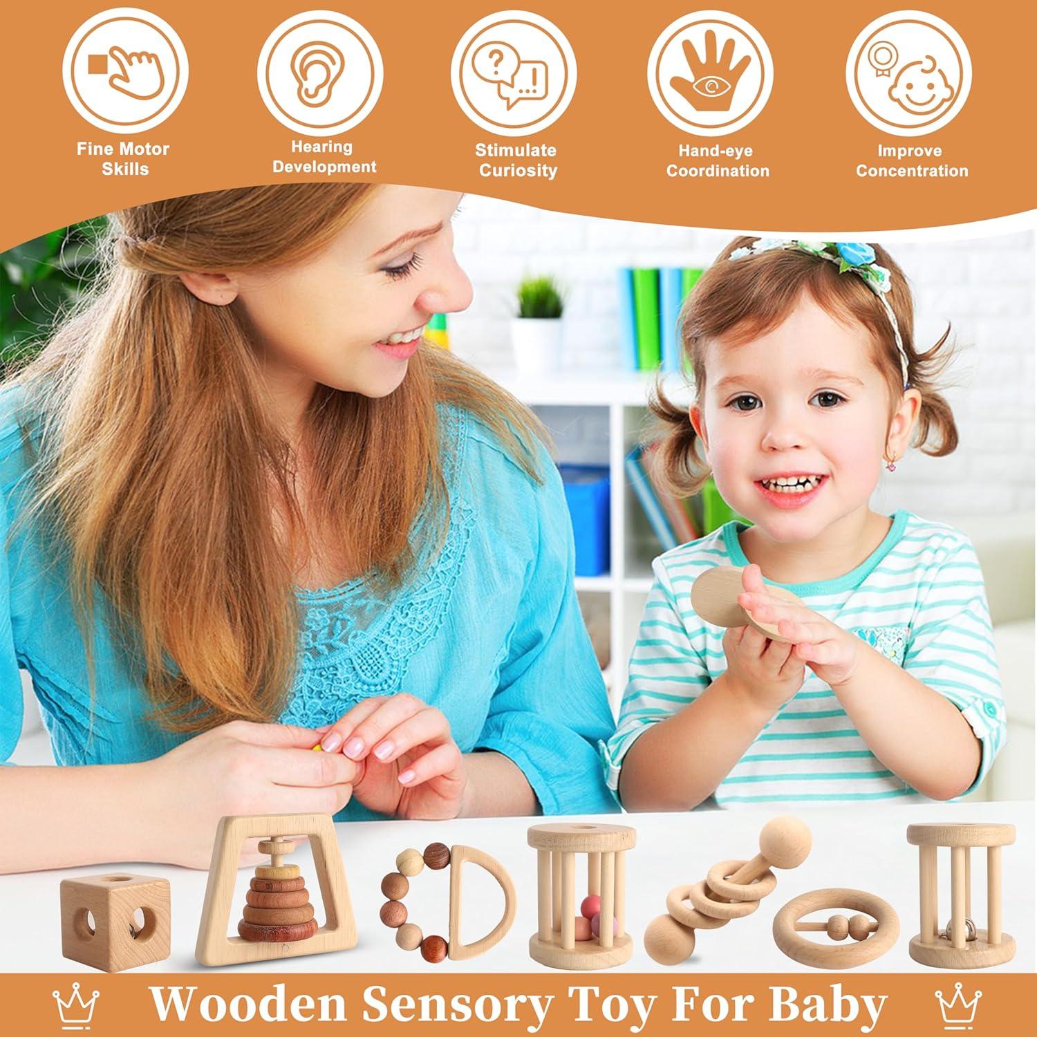 Set de Juguetes de Madera Montessori MLYEY 8 Piezas para Bebés