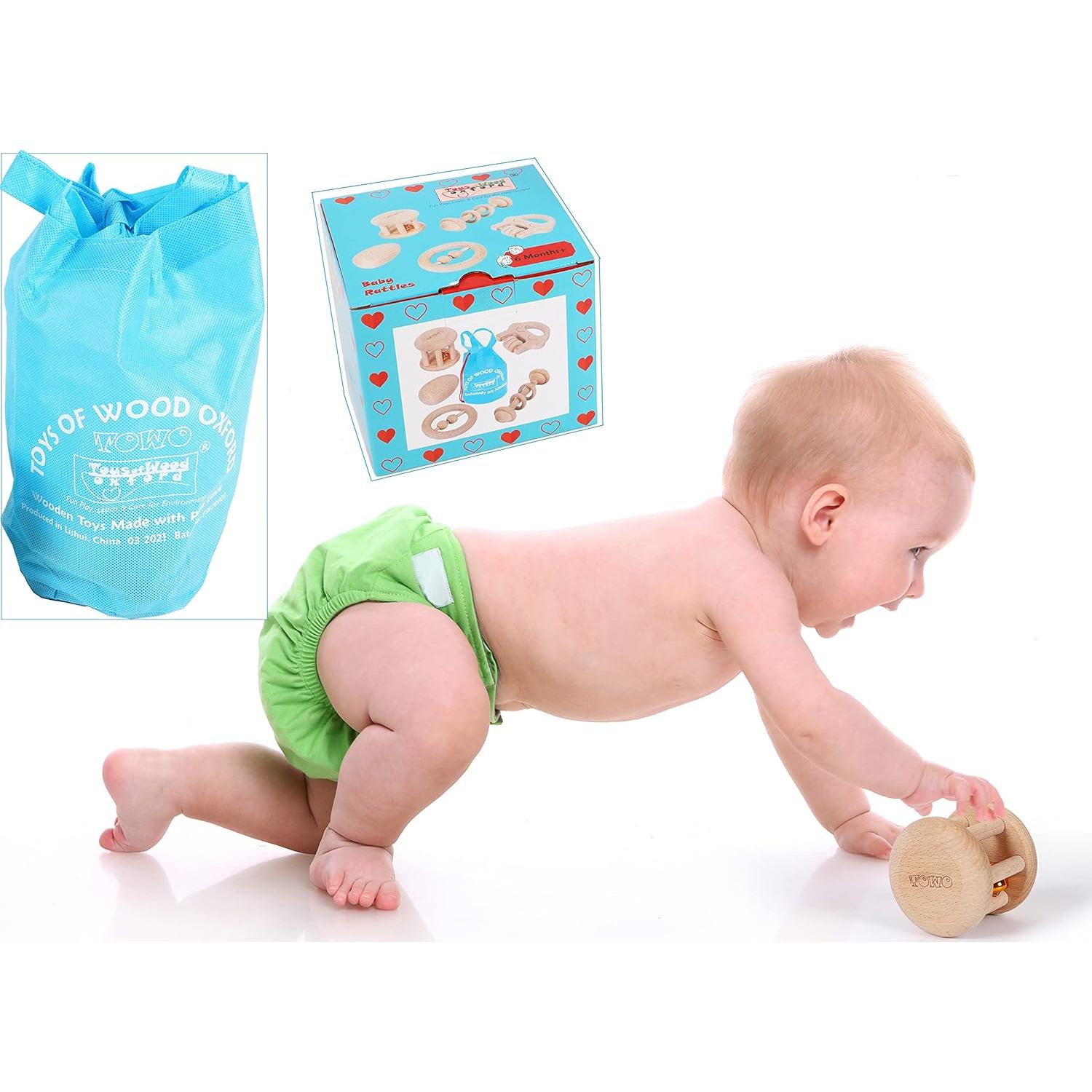 Sonajeros de Madera TOWO 5 Unidades Ecológicos para Bebés