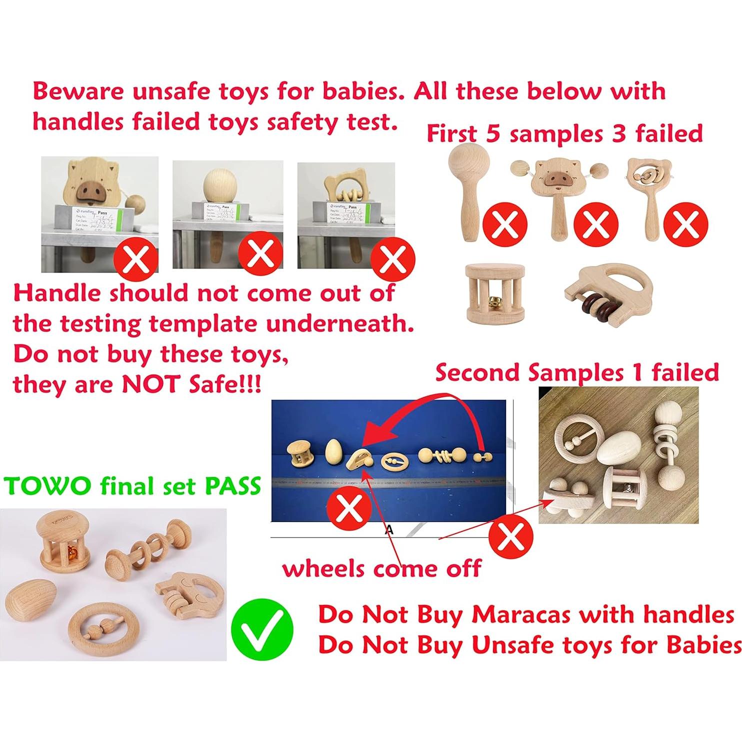 Sonajeros de Madera TOWO 5 Unidades Ecológicos para Bebés