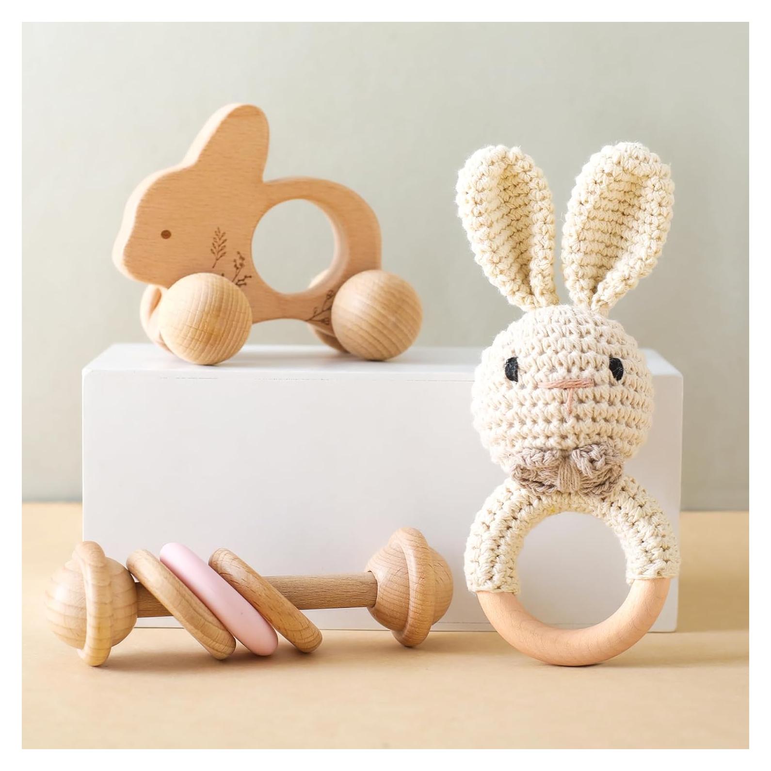 Juego de Sonajeros de Madera Orgánica 3 PCS - Let's Make