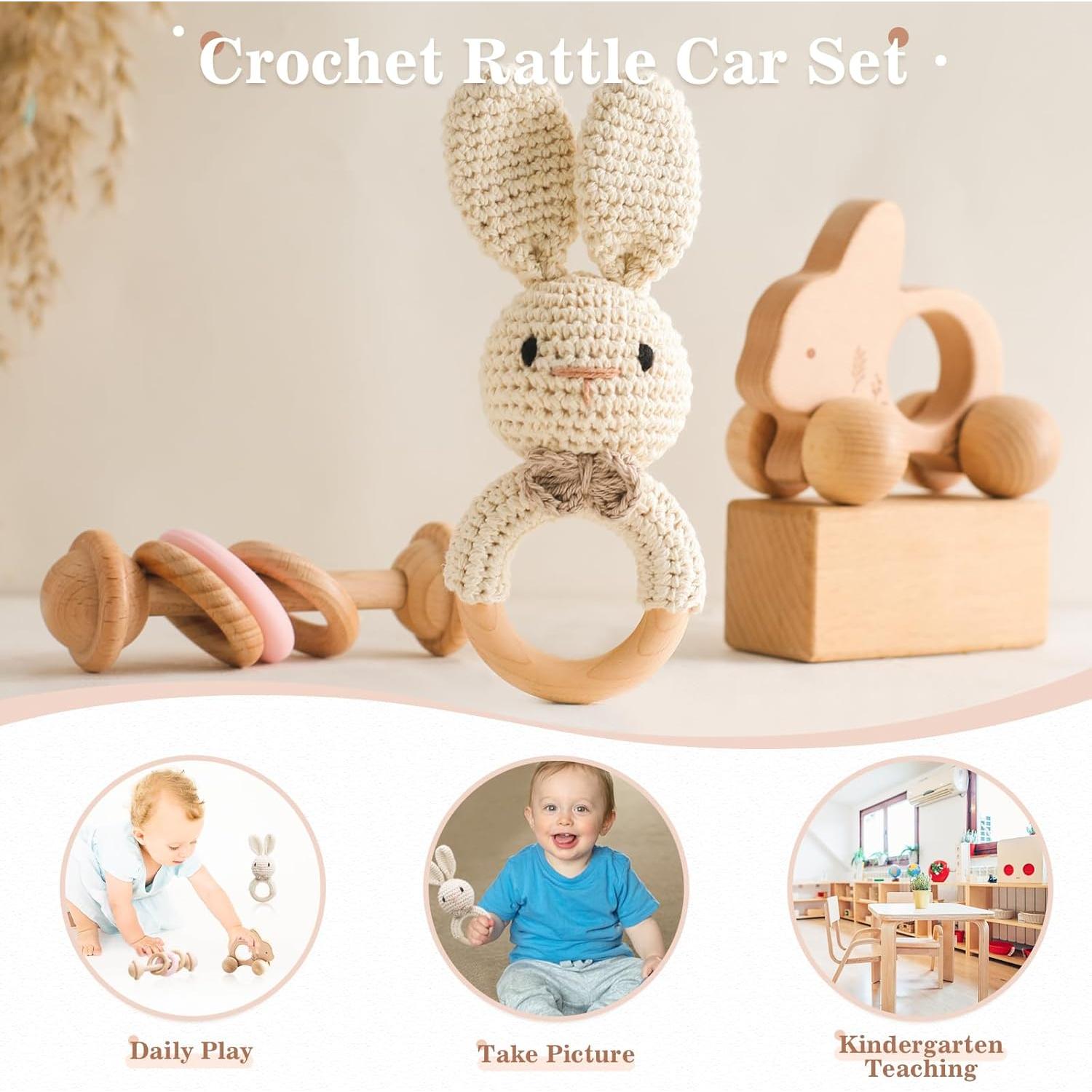 Juego de Sonajeros de Madera Orgánica 3 PCS - Let's Make