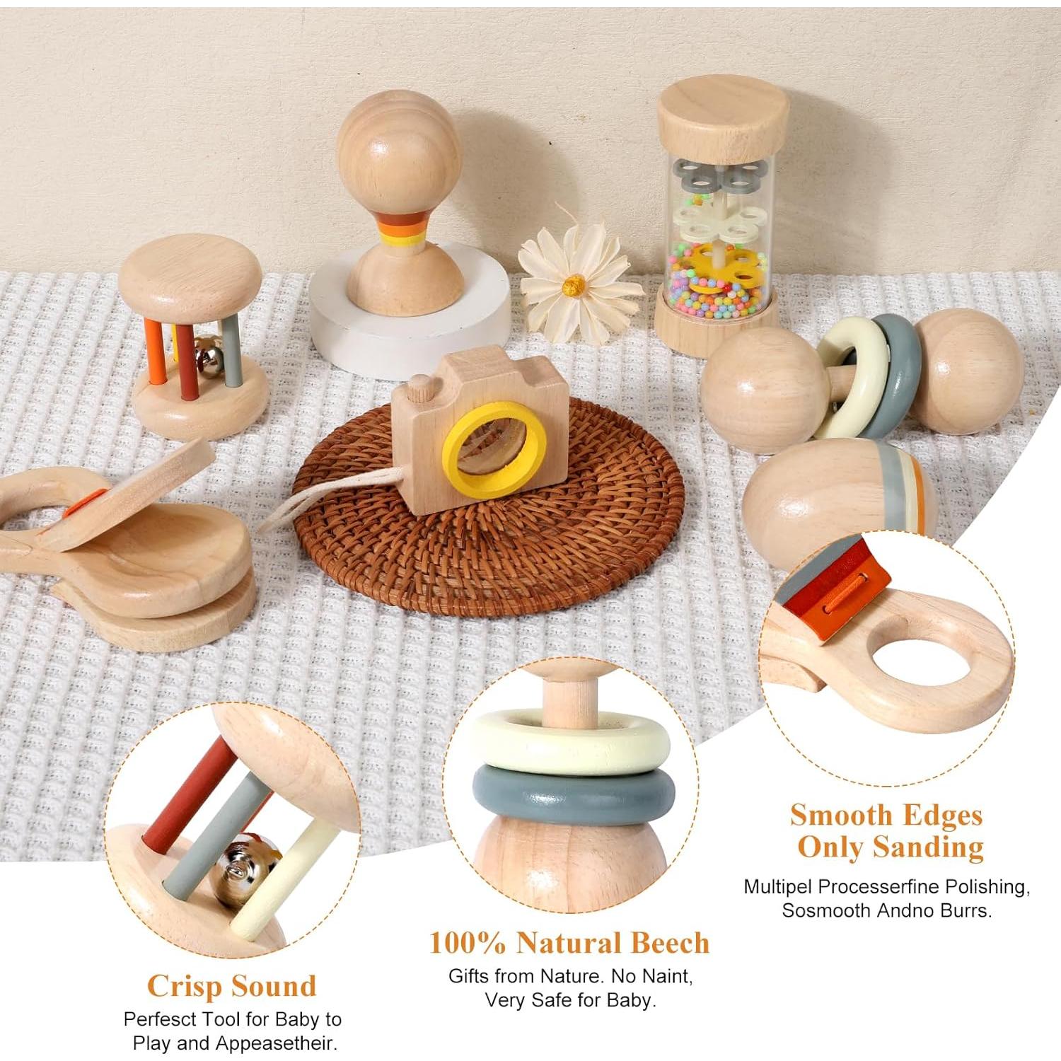 Set de Juguetes Musicales de Madera WODI 7pcs para Bebés