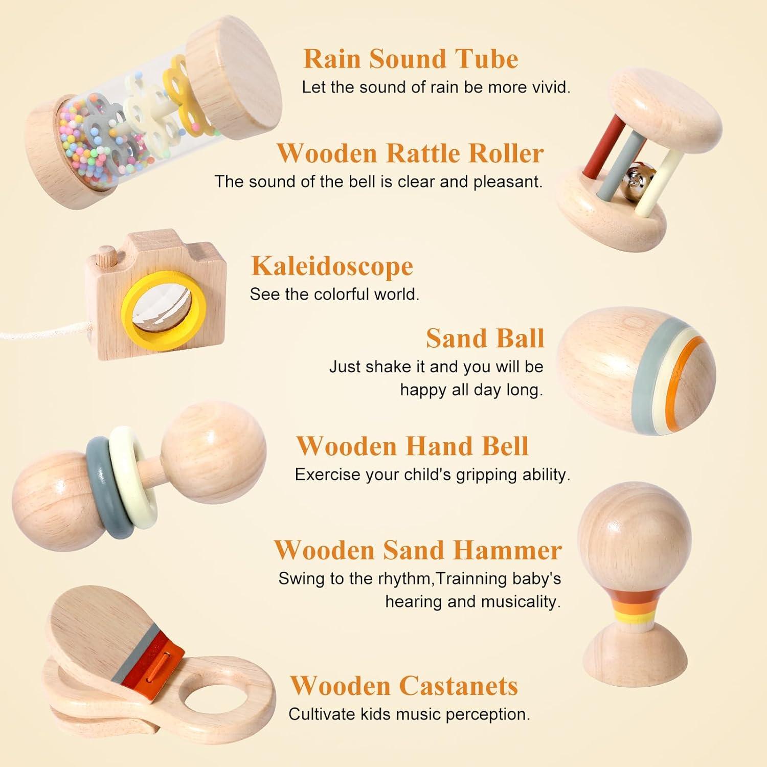 Set de Juguetes Musicales de Madera WODI 7pcs para Bebés