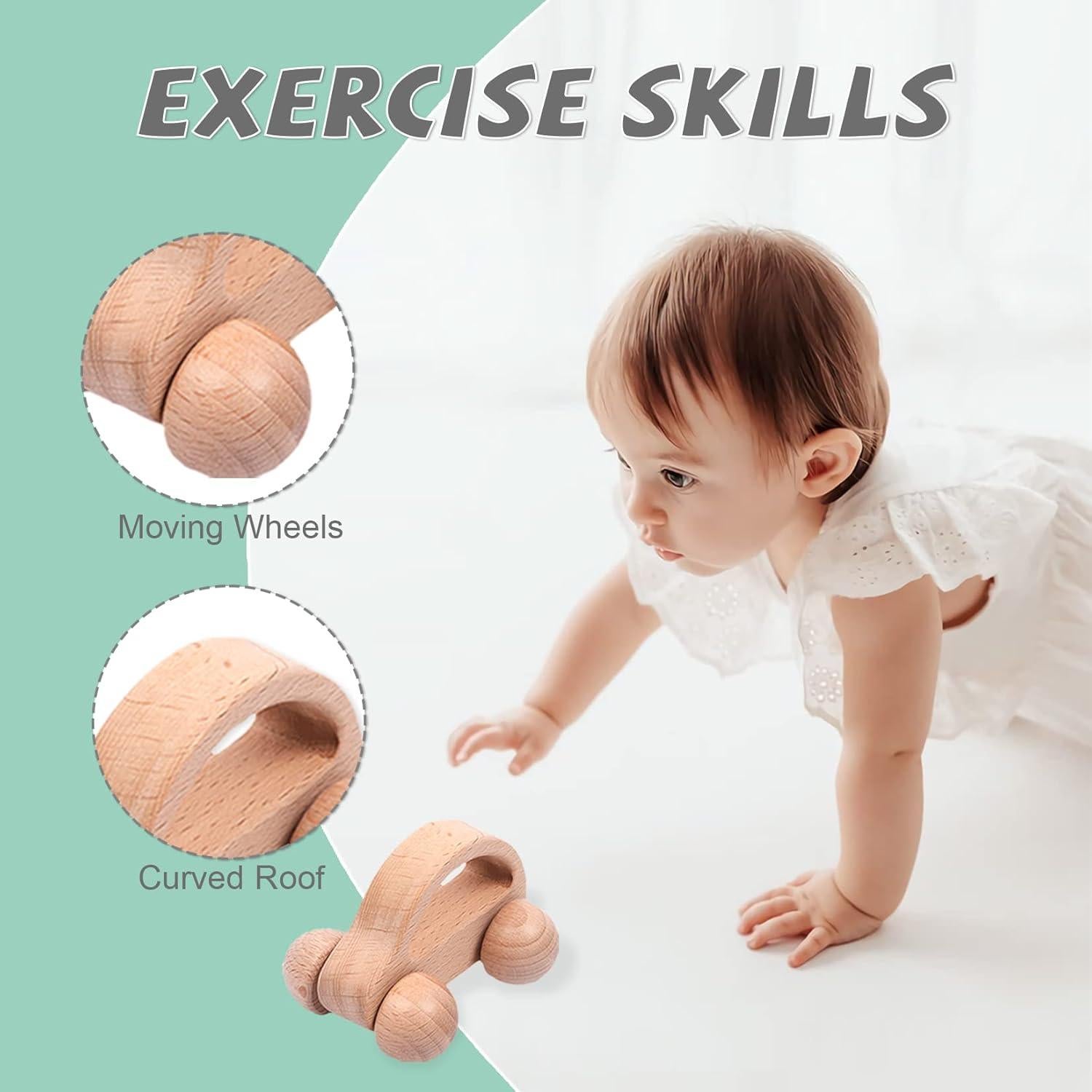 Juego de 6 Piezas Juguetes de Madera para Bebés 0-6 Meses