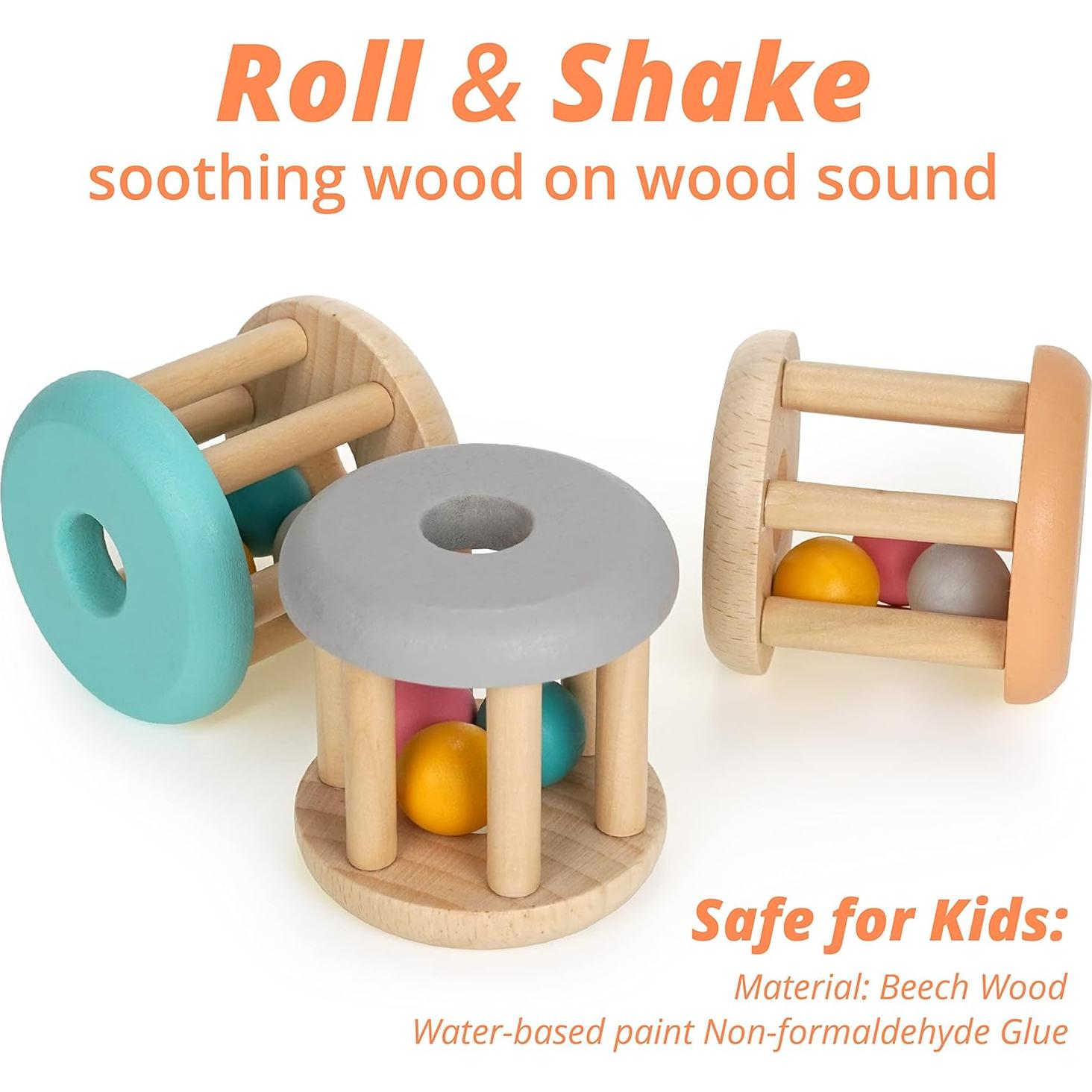 Juguetes Montessori DUCKBOXX XX Sonajeros de Madera 3 Piezas