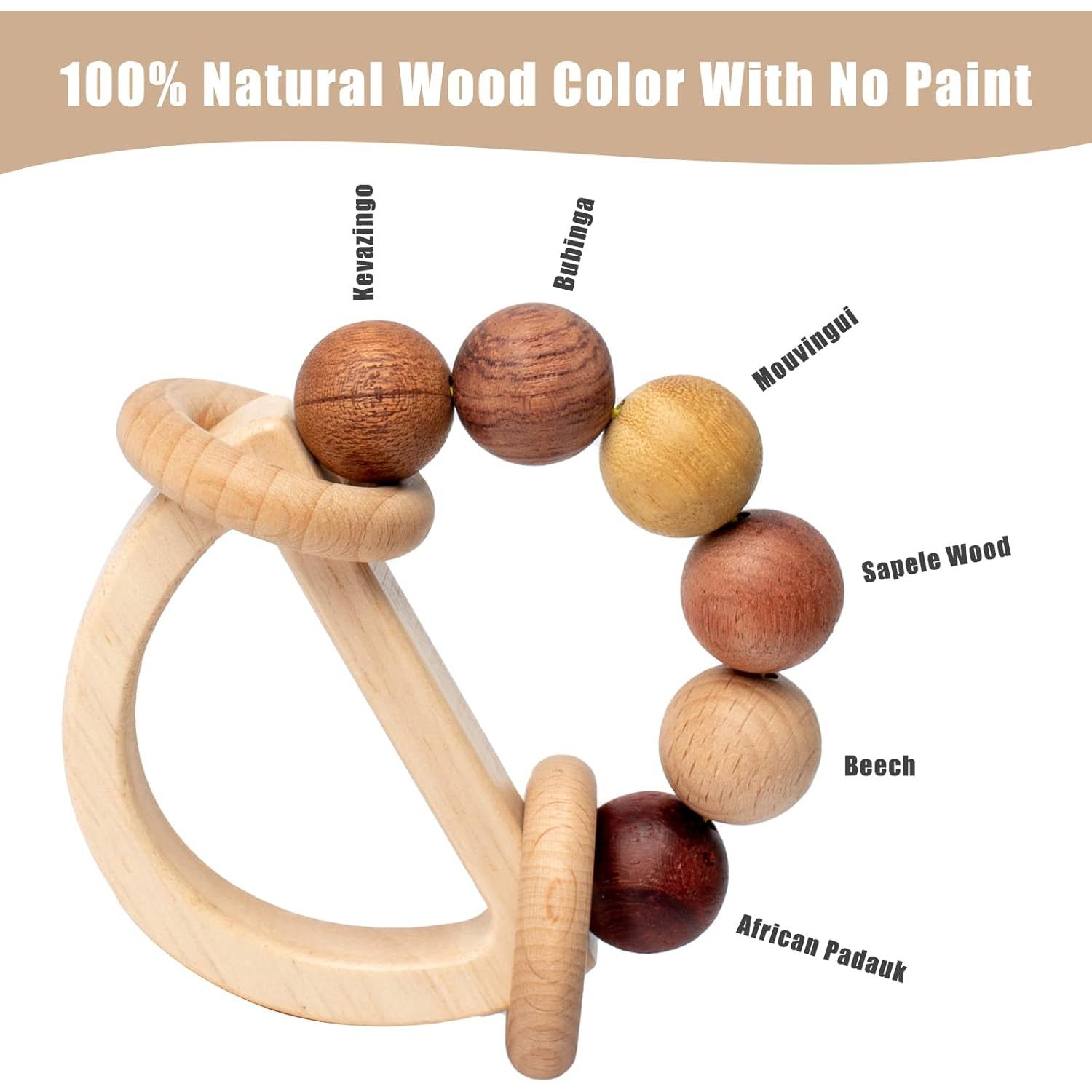 Sonajero de Madera Natural para Bebés 0-6 Meses - Yourun